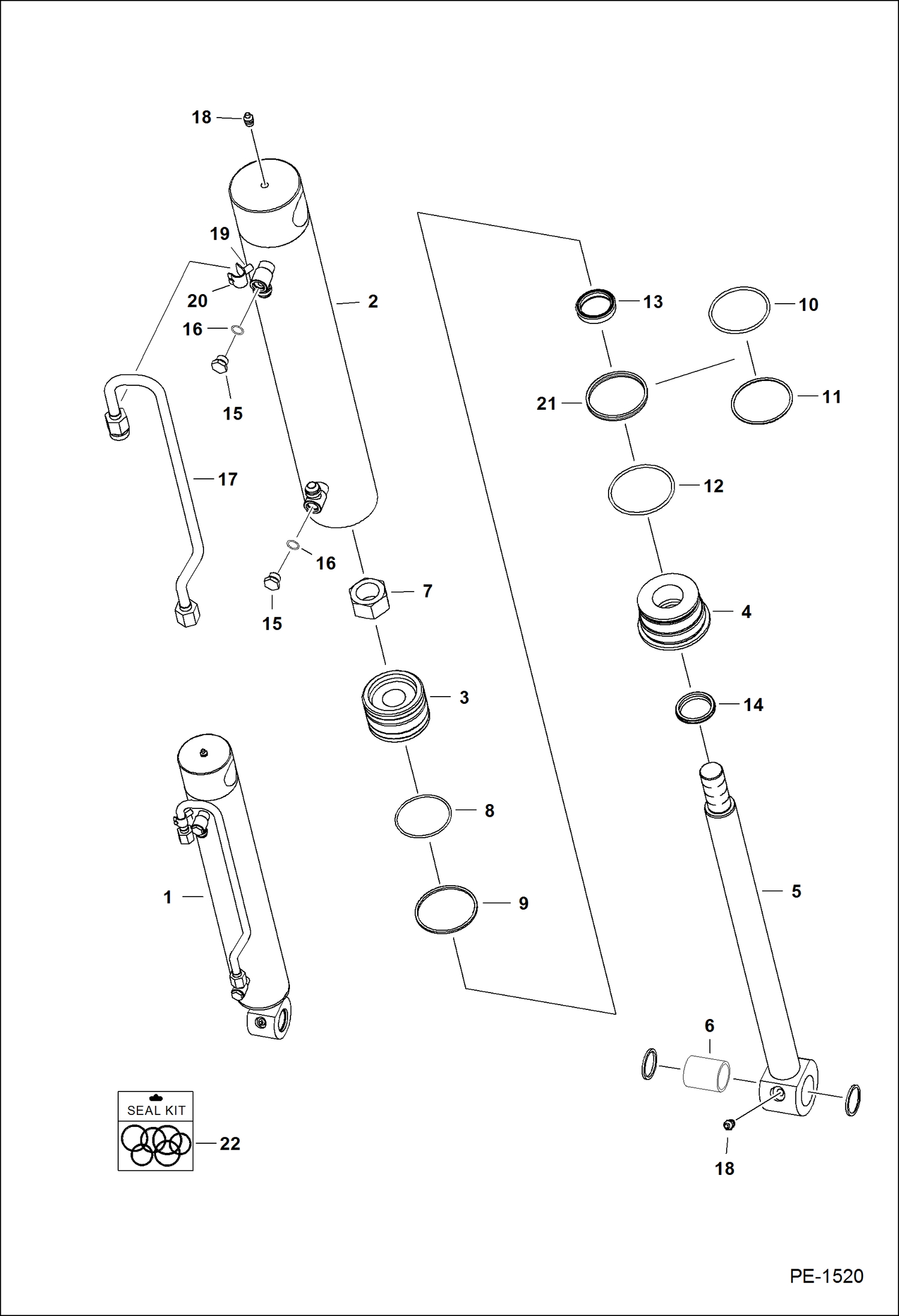 Схема запчастей Bobcat A-Series - TILT CYLINDER HYDRAULIC SYSTEM