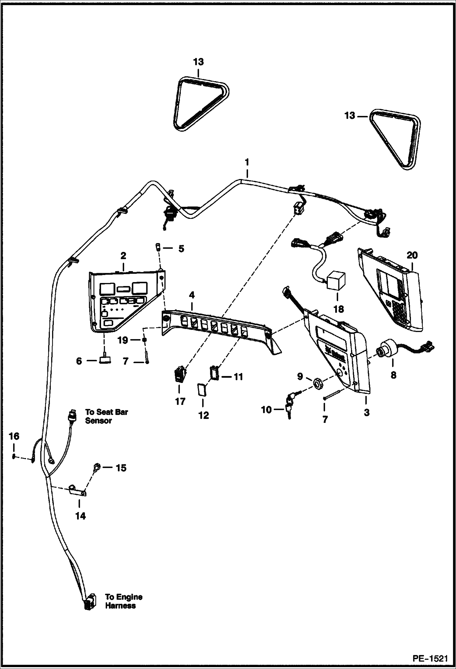 Схема запчастей Bobcat S-Series - CAB ELECTRICAL CIRCUITRY ELECTRICAL SYSTEM