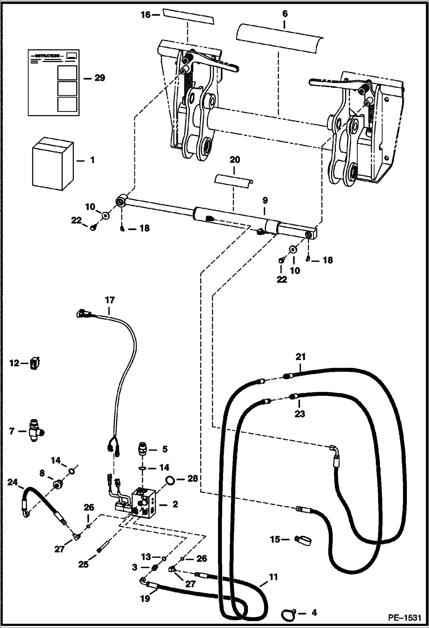 Схема запчастей Bobcat T-Series - POWER BOB-TACH KIT (Hydraulic Assisted) (S/N 521912319 , 522011120 & Below) ACCESSORIES & OPTIONS