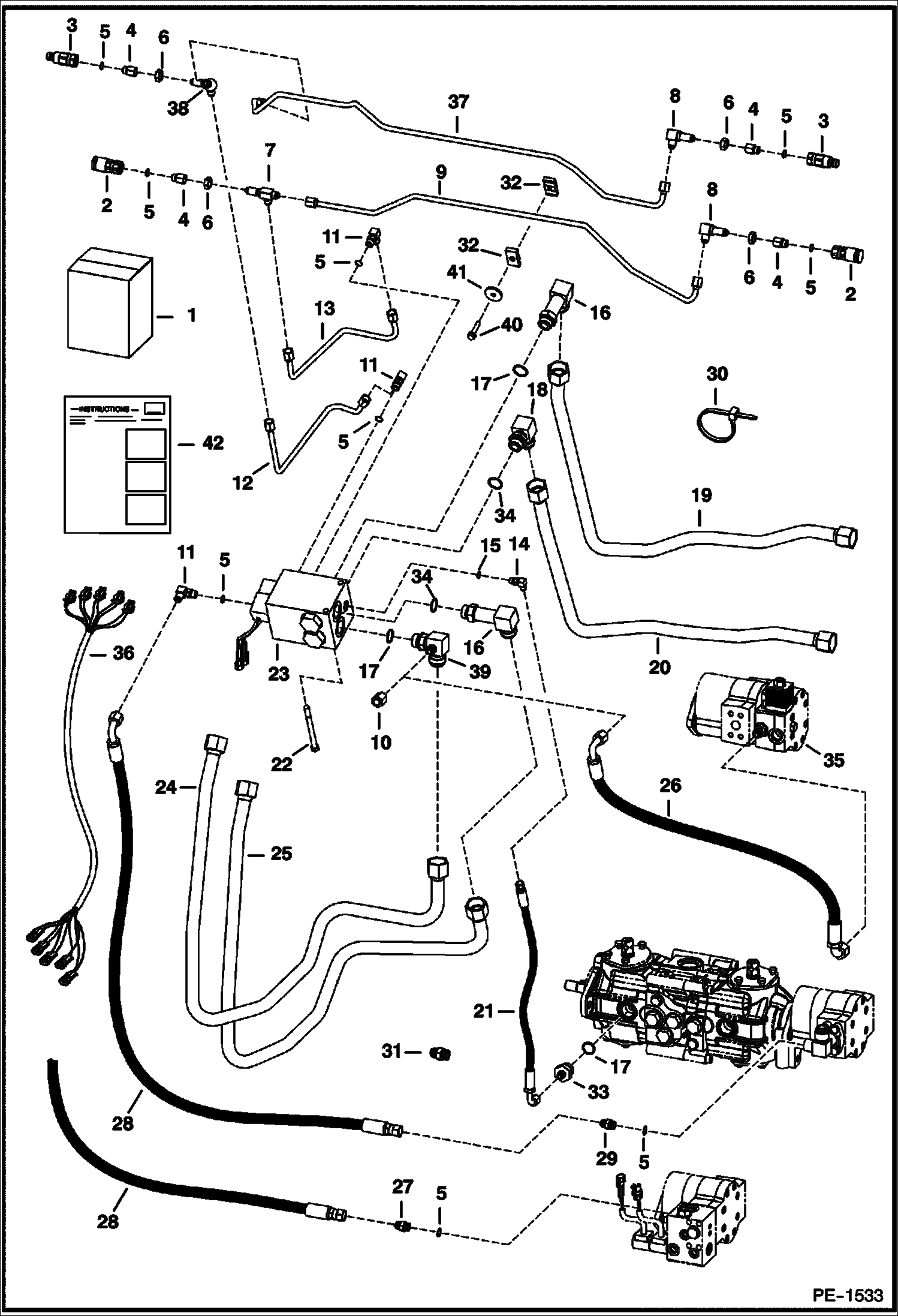 Схема запчастей Bobcat A-Series - REAR AUXILIARY HYDRAULICS (5211 11550 & Below) ACCESSORIES & OPTIONS