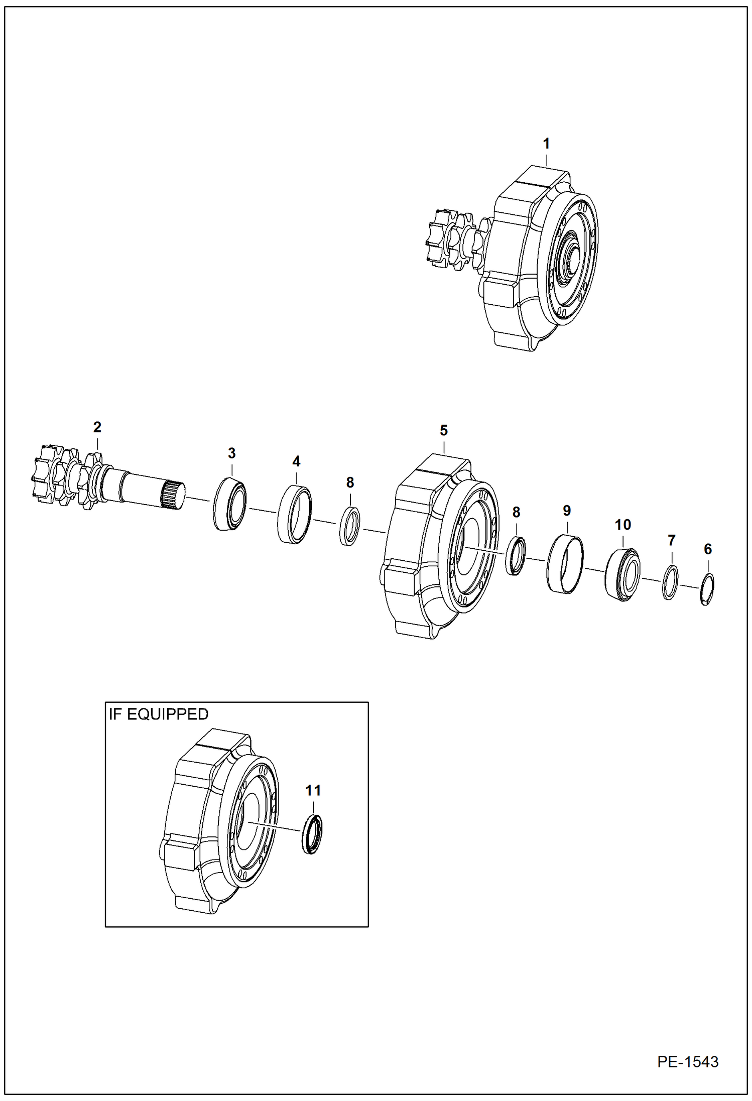 Схема запчастей Bobcat S-Series - MOTOR CARRIER (Drive Motor Mount Assy) (Manual Controls, AHC, ACS) DRIVE TRAIN