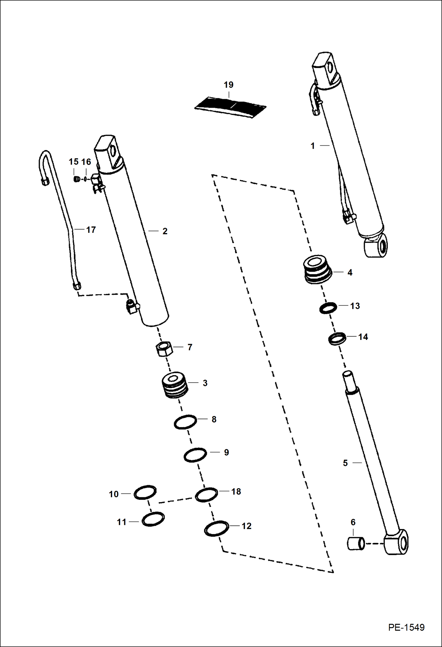 Схема запчастей Bobcat 800s - TILT CYLINDER ( R.H. ) (S/N 5141 27006-39999, 5142 22393-39999) HYDRAULIC SYSTEM