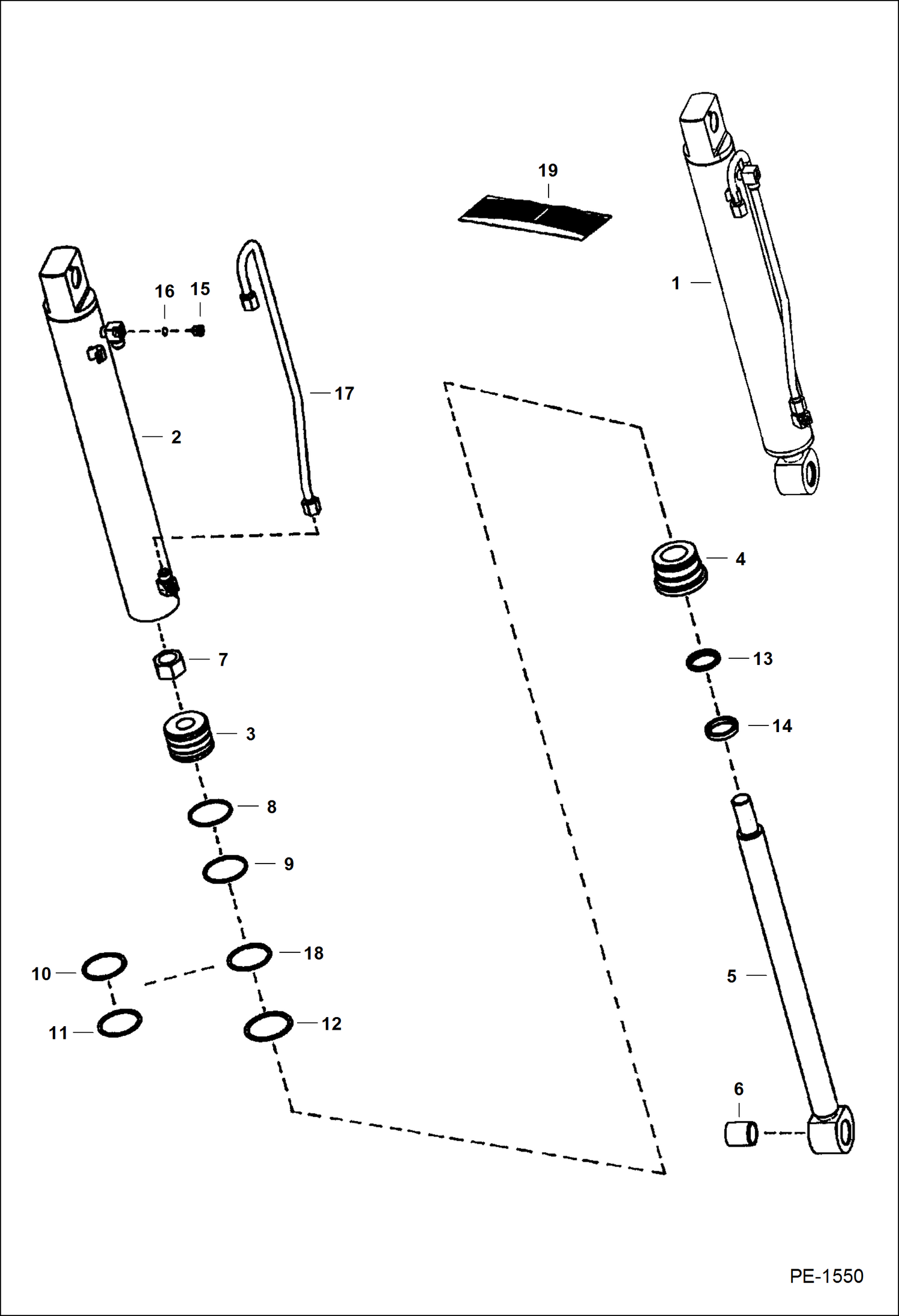 Схема запчастей Bobcat 800s - TILT CYLINDER ( L.H. ) (S/N 5141 27006-39999, 5142 22393-39999) HYDRAULIC SYSTEM