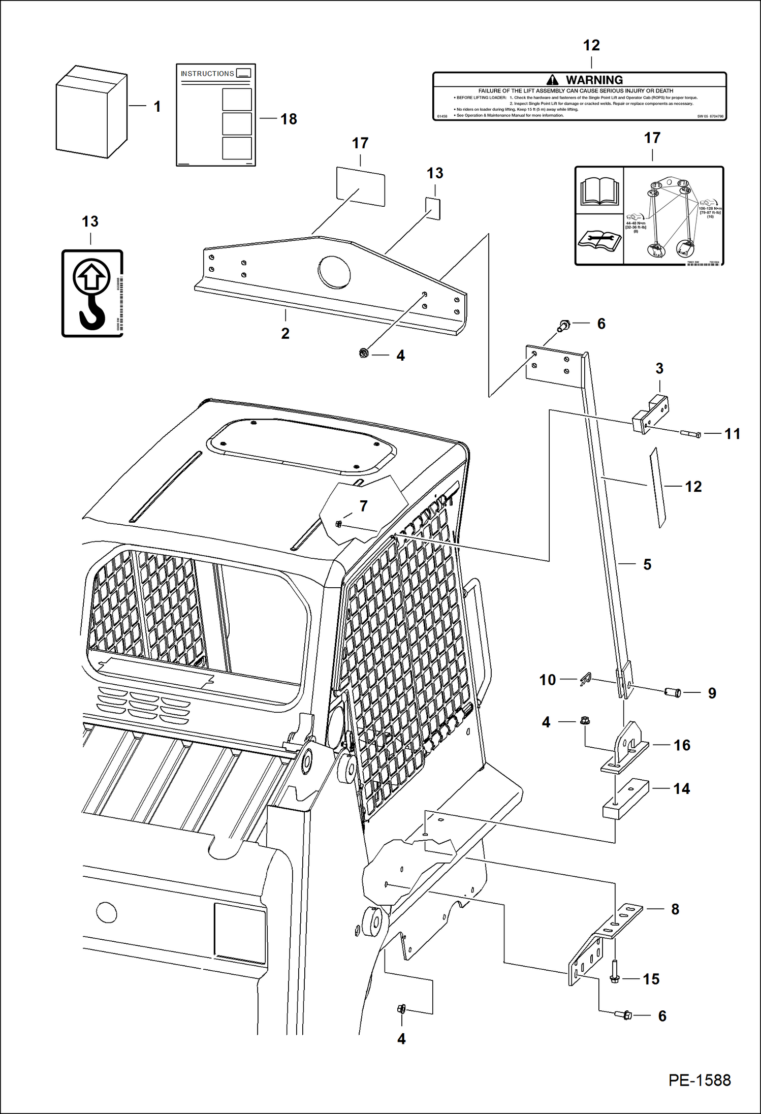 Схема запчастей Bobcat 700s - LIFT KIT (Single Point) ACCESSORIES & OPTIONS