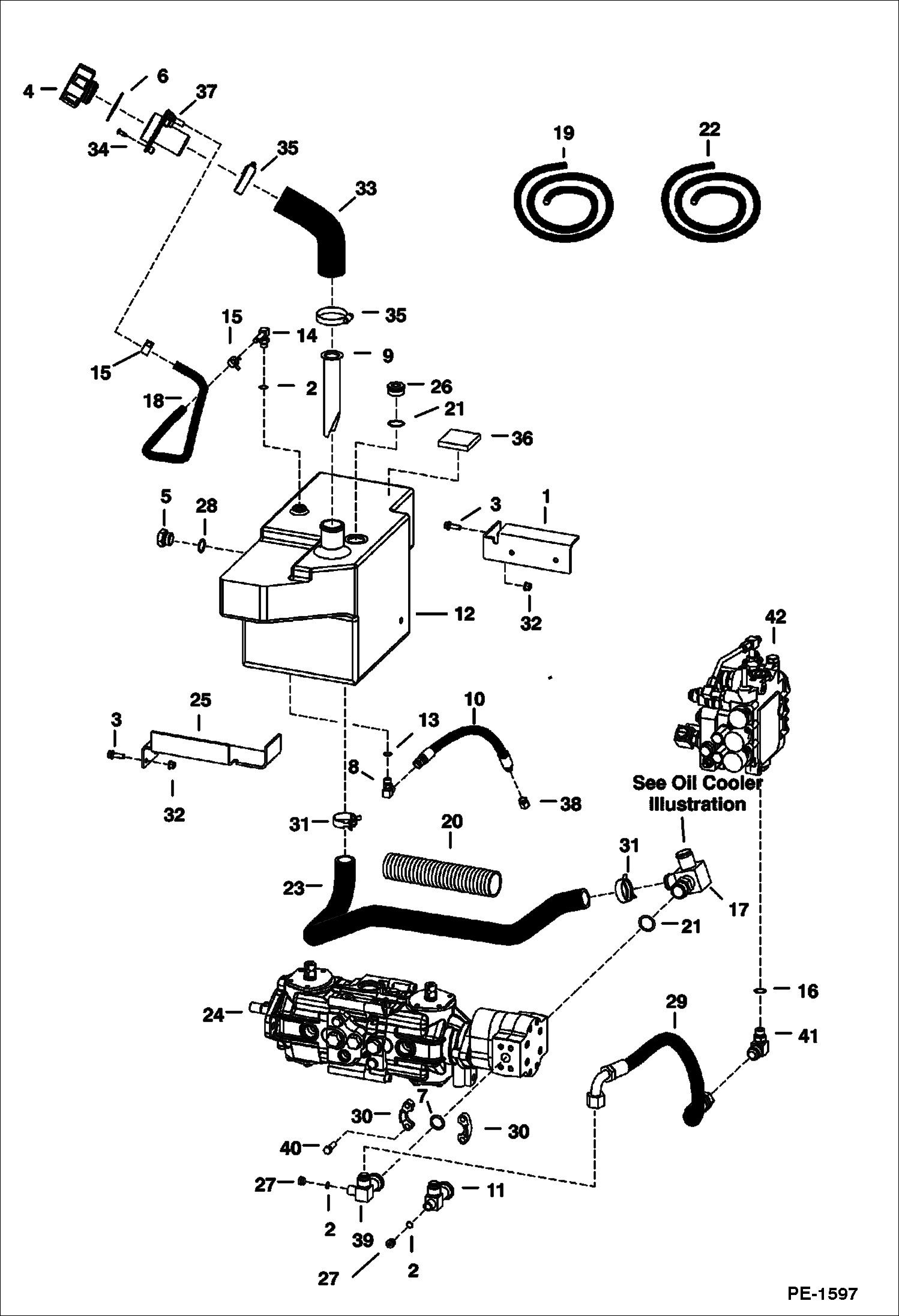 Схема запчастей Bobcat S-Series - HYDROSTATIC CIRCUITRY (W/Tank) HYDROSTATIC SYSTEM