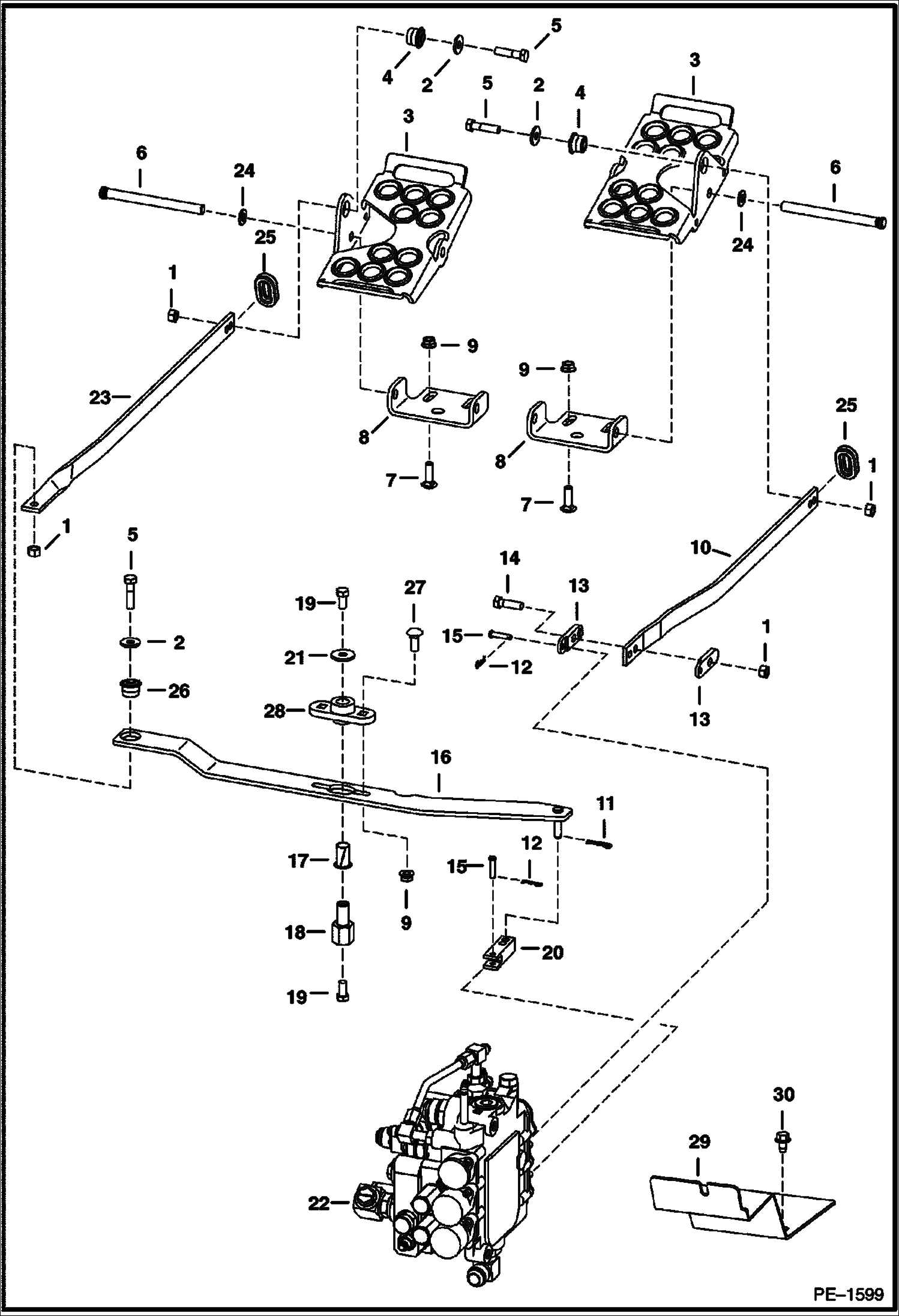 Схема запчастей Bobcat S-Series - CONTROL PEDALS HYDRAULIC SYSTEM