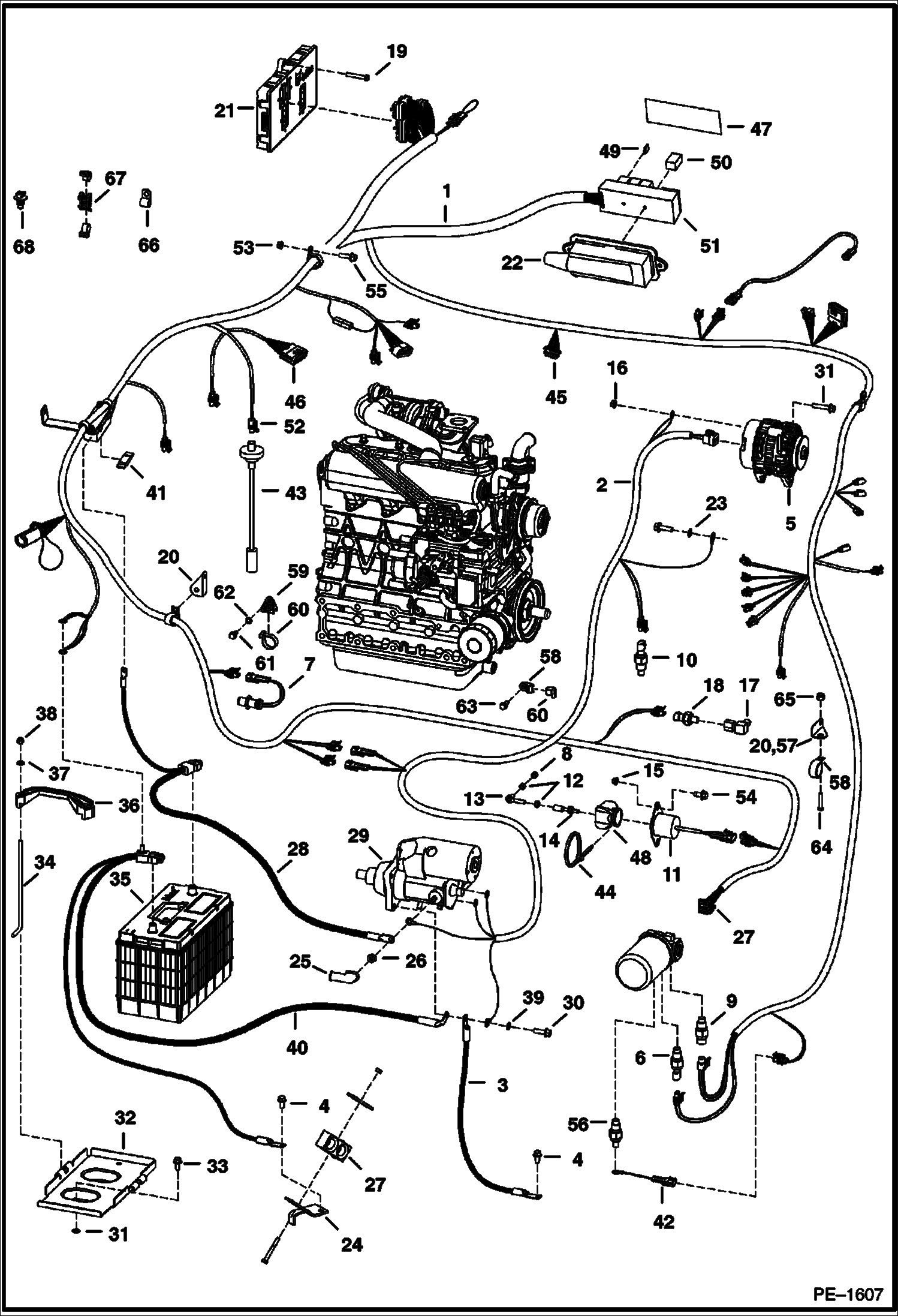 Схема запчастей Bobcat 700s - ENGINE ELECTRICAL CIRCUITRY (S/N 5158 35000 & Above, 5162 22000 & Above) ELECTRICAL SYSTEM