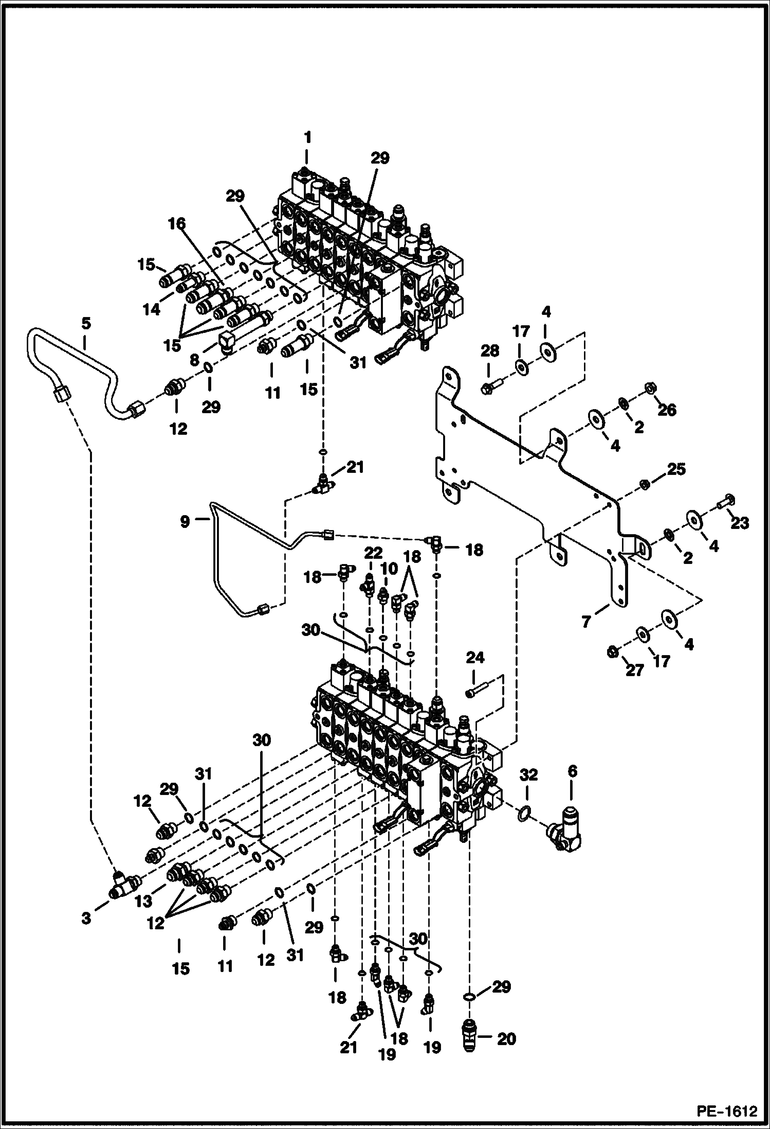 Схема запчастей Bobcat 331 - HYDRAULIC CONTROL VALVE (S/N 232512783, 232711434, 232612158 & Above) HYDRAULIC SYSTEM