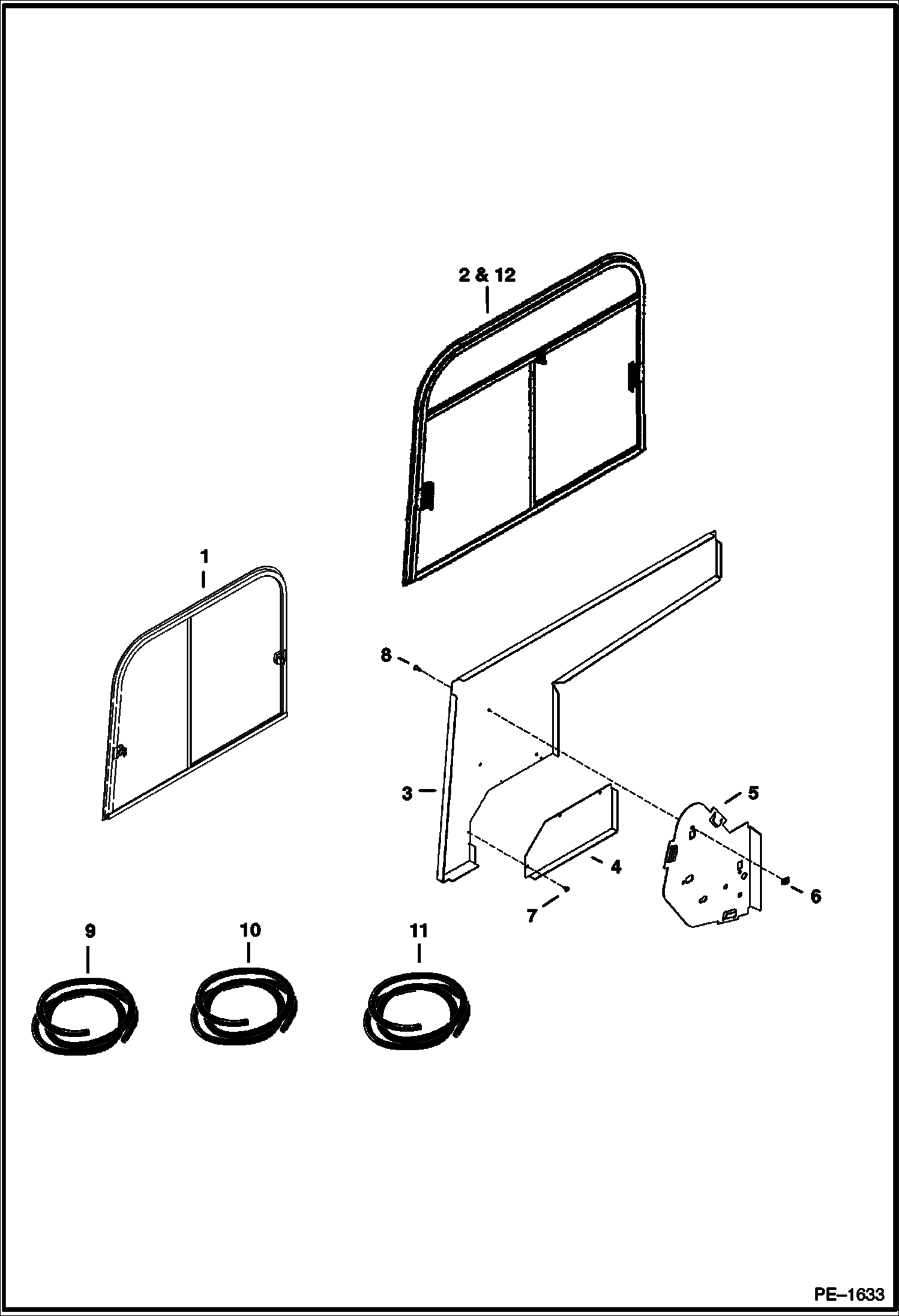 Схема запчастей Bobcat 334 - OPERATOR CAB (RH Window) MAIN FRAME