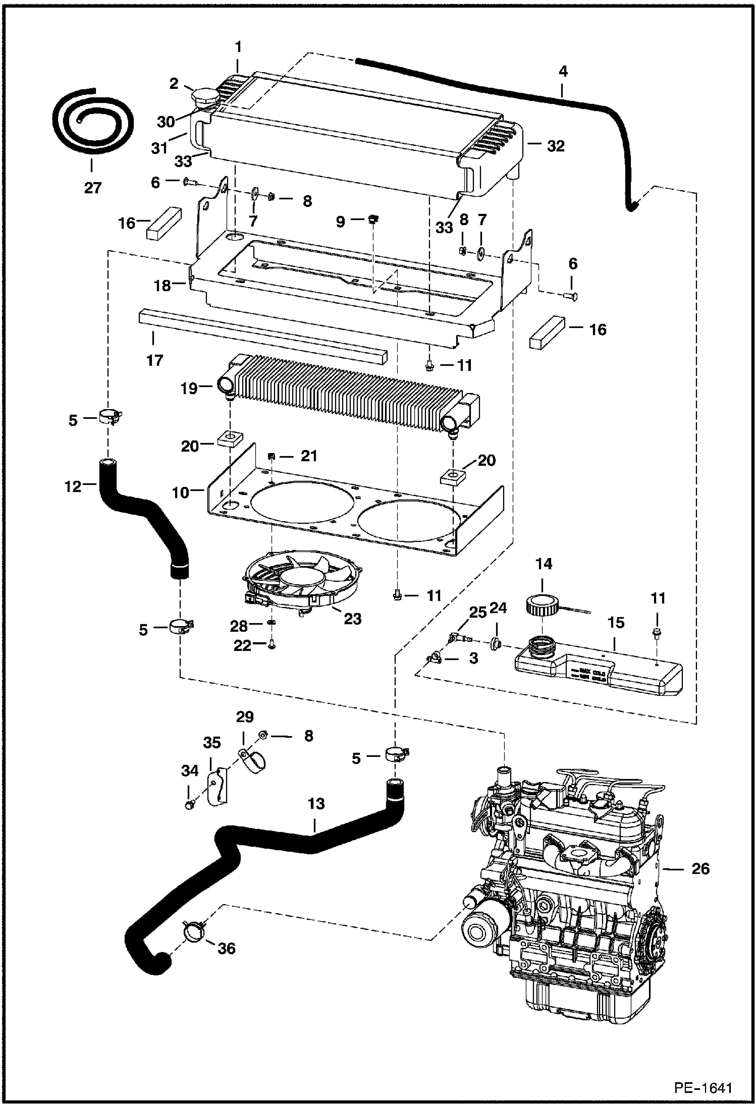 Схема запчастей Bobcat S-Series - ENGINE & ATTACHING PARTS (Cooling Group) POWER UNIT