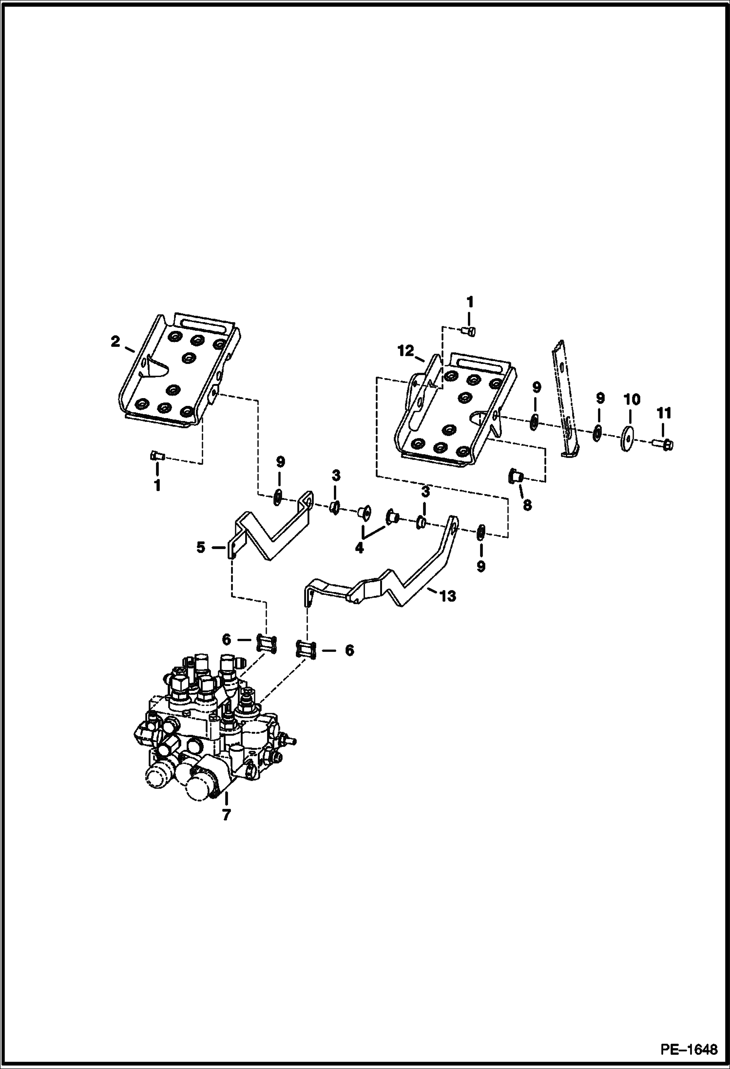 Схема запчастей Bobcat S-Series - CONTROL PEDALS HYDRAULIC SYSTEM