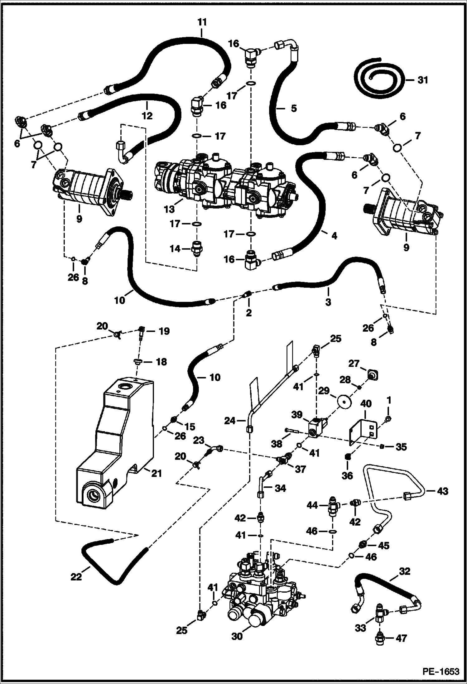 Схема запчастей Bobcat 400s - HYDROSTATIC CIRCUITRY HYDROSTATIC SYSTEM