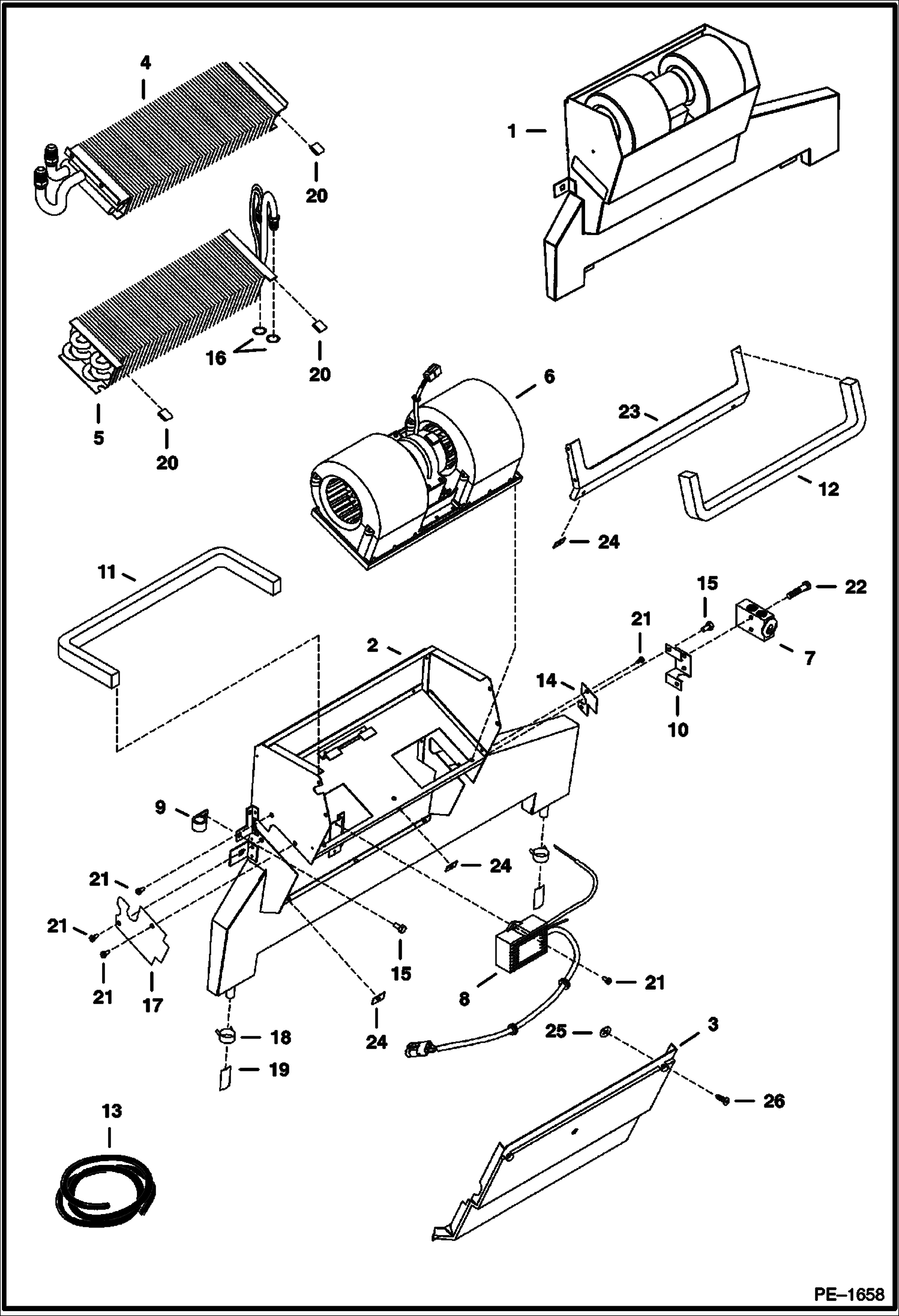 Схема запчастей Bobcat 800s - HEATER & A/C (HVAC Assembly) (S/N & Above) ACCESSORIES & OPTIONS