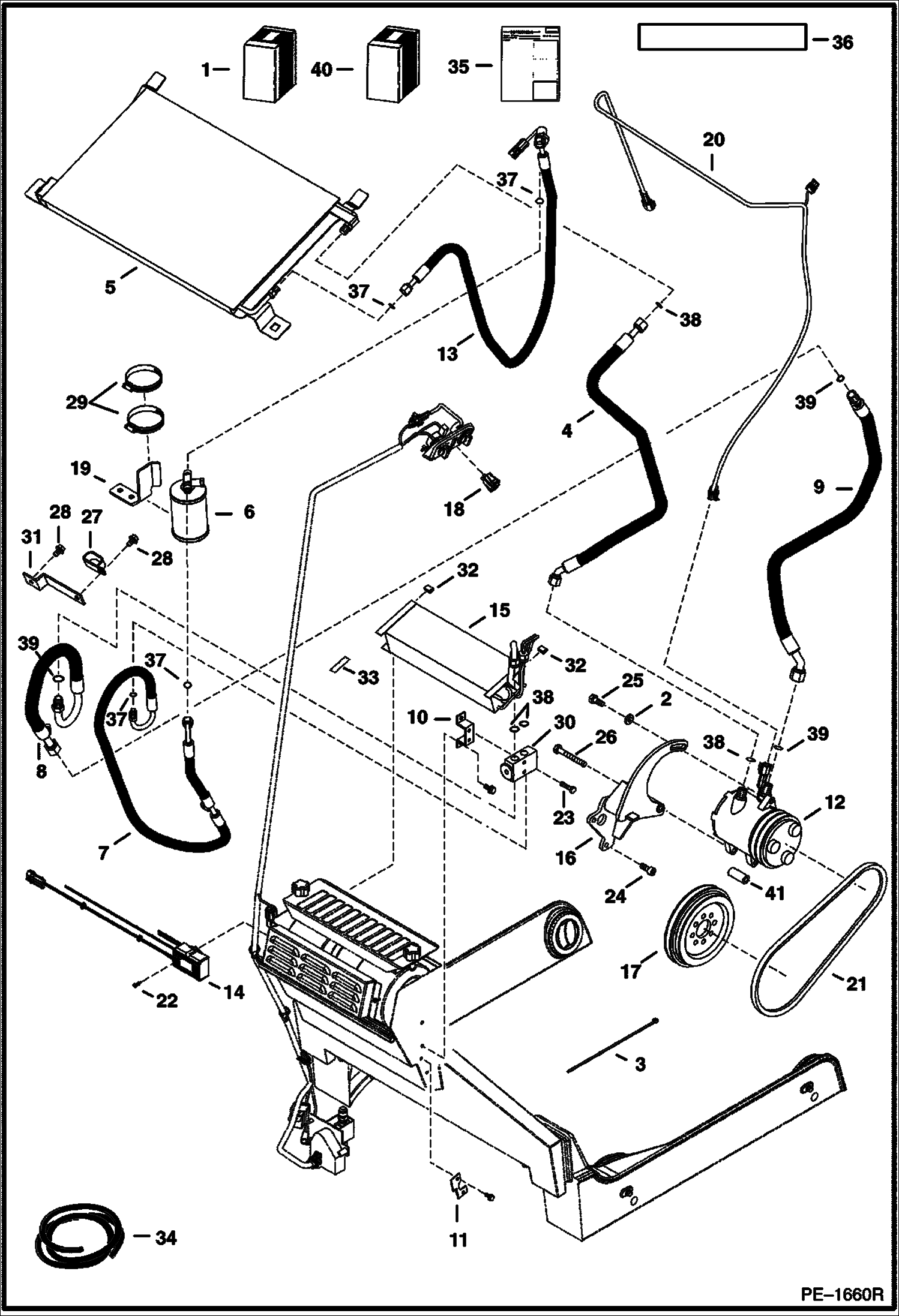 Схема запчастей Bobcat 800s - HEATER & A/C (A/C Kit) ACCESSORIES & OPTIONS