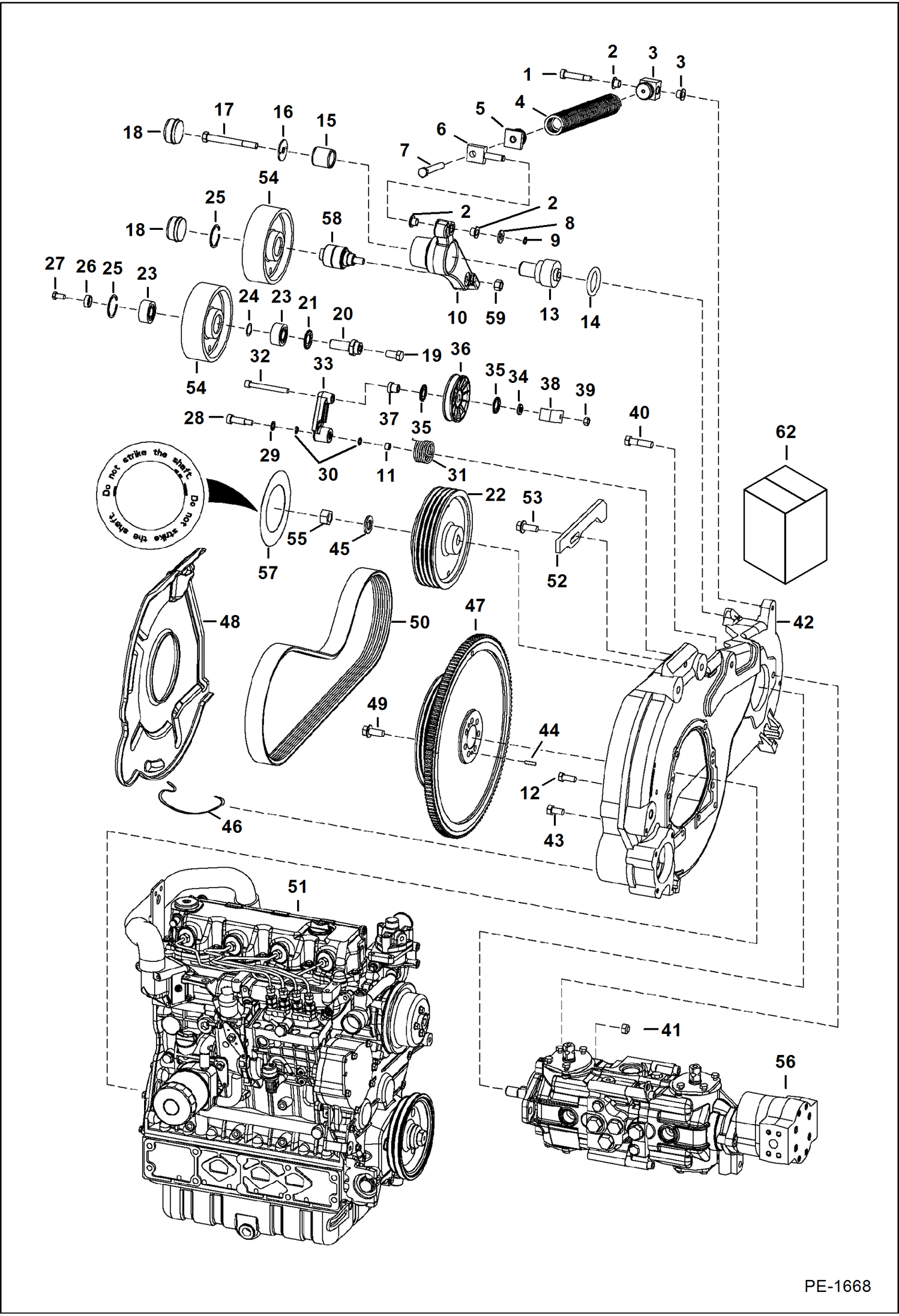 Схема запчастей Bobcat A-Series - ENGINE & ATTACHING PARTS (Belt Drive System) POWER UNIT