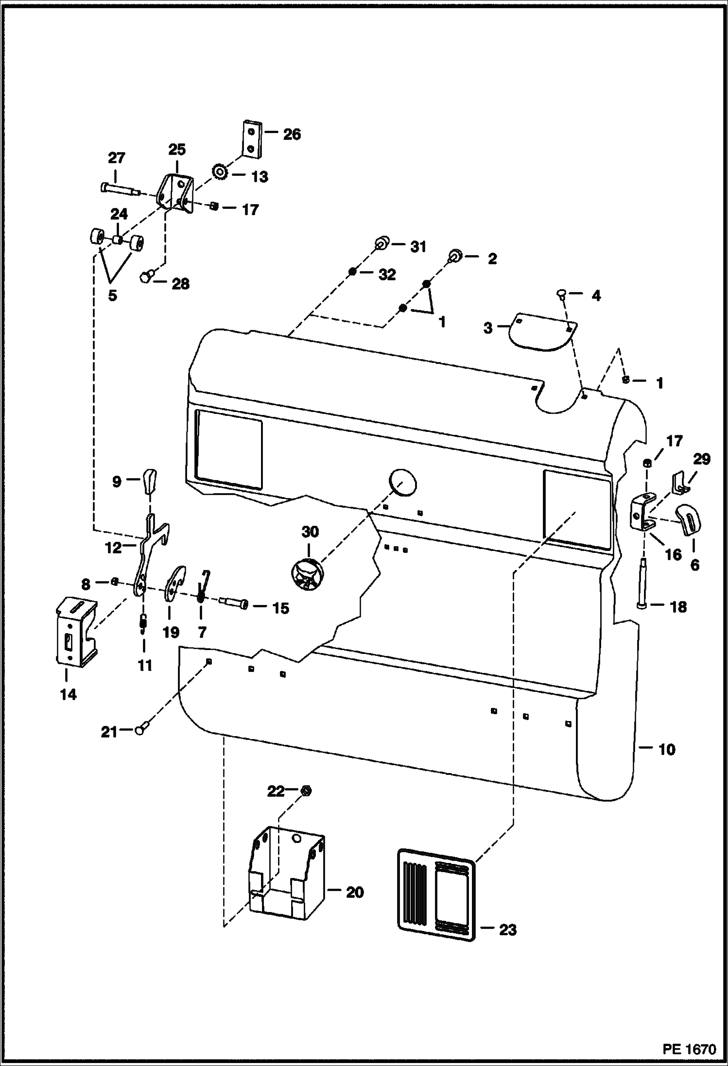 Схема запчастей Bobcat 800s - REAR DOOR (S/N 5201 & Abv., 5202 & Abv.) MAIN FRAME