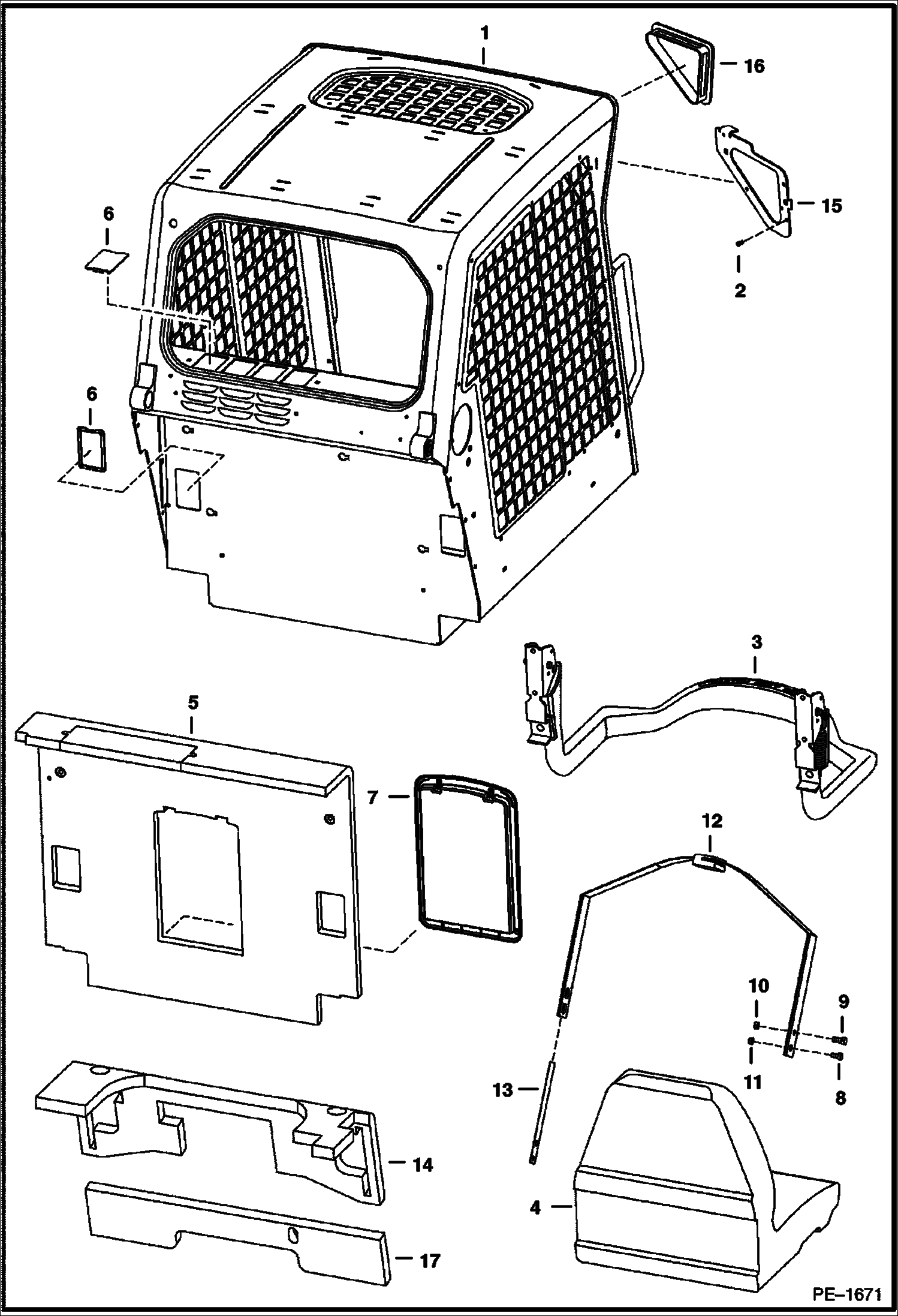 Схема запчастей Bobcat A-Series - OPERATOR CAB MAIN FRAME