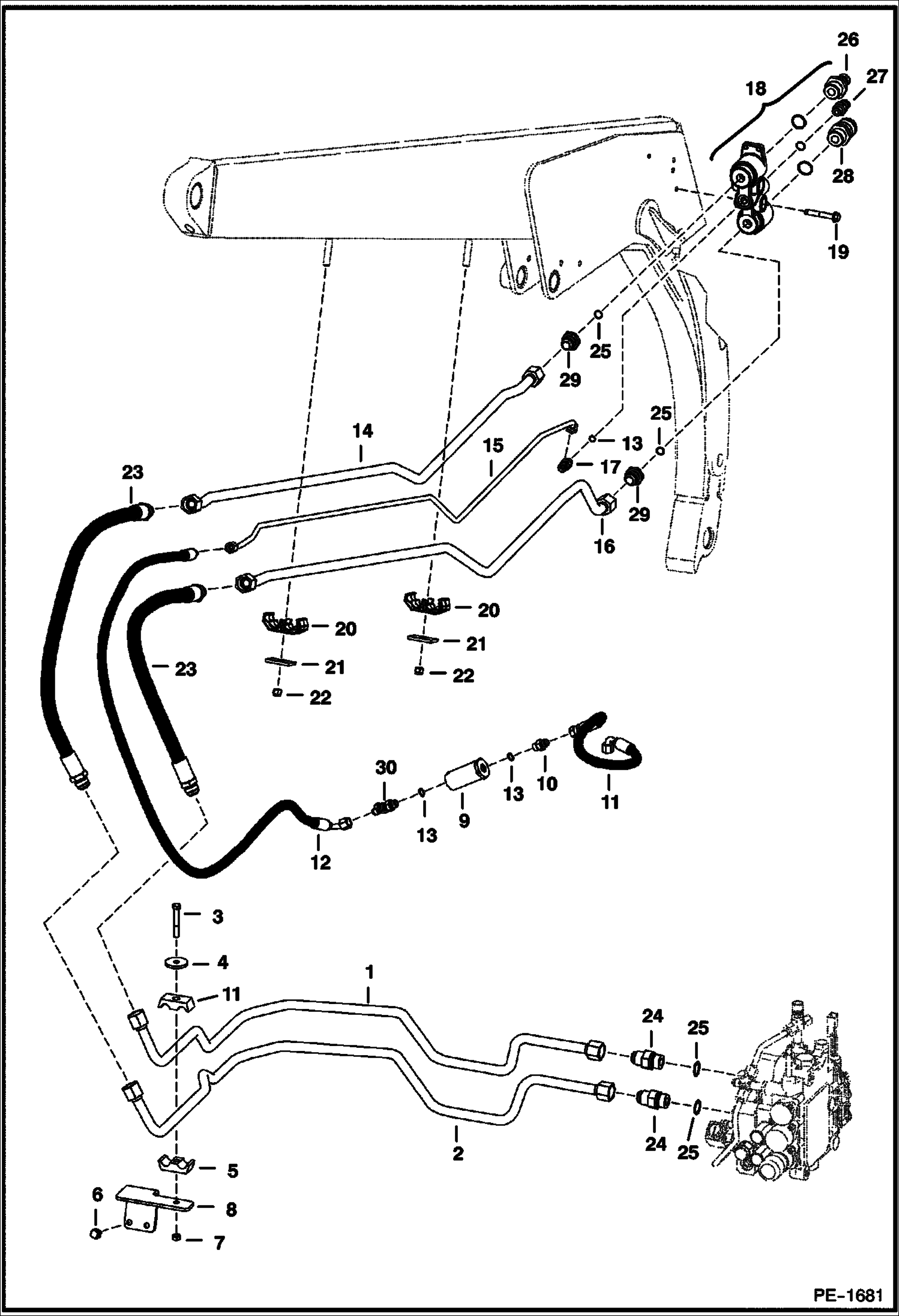 Схема запчастей Bobcat T-Series - AUXILIARY HYDRAULICS (S/N 518916011, 516815095, 517515076 & Above) HYDRAULIC SYSTEM