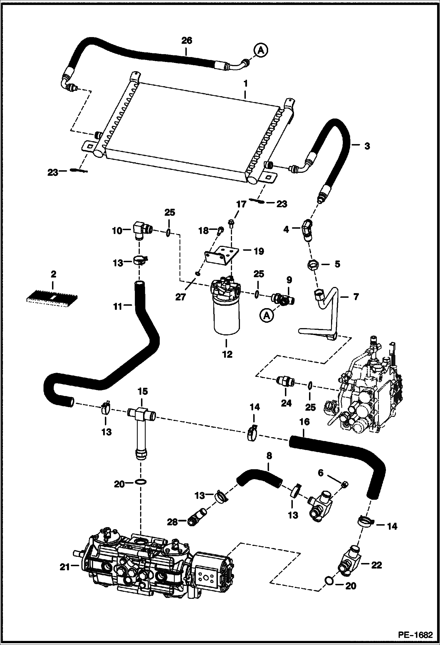 Схема запчастей Bobcat T-Series - HYDROSTATIC CIRCUITRY (S/N 5189 13533 - 16260, 5168 12026 - 15100, 5175 12043) HYDROSTATIC SYSTEM