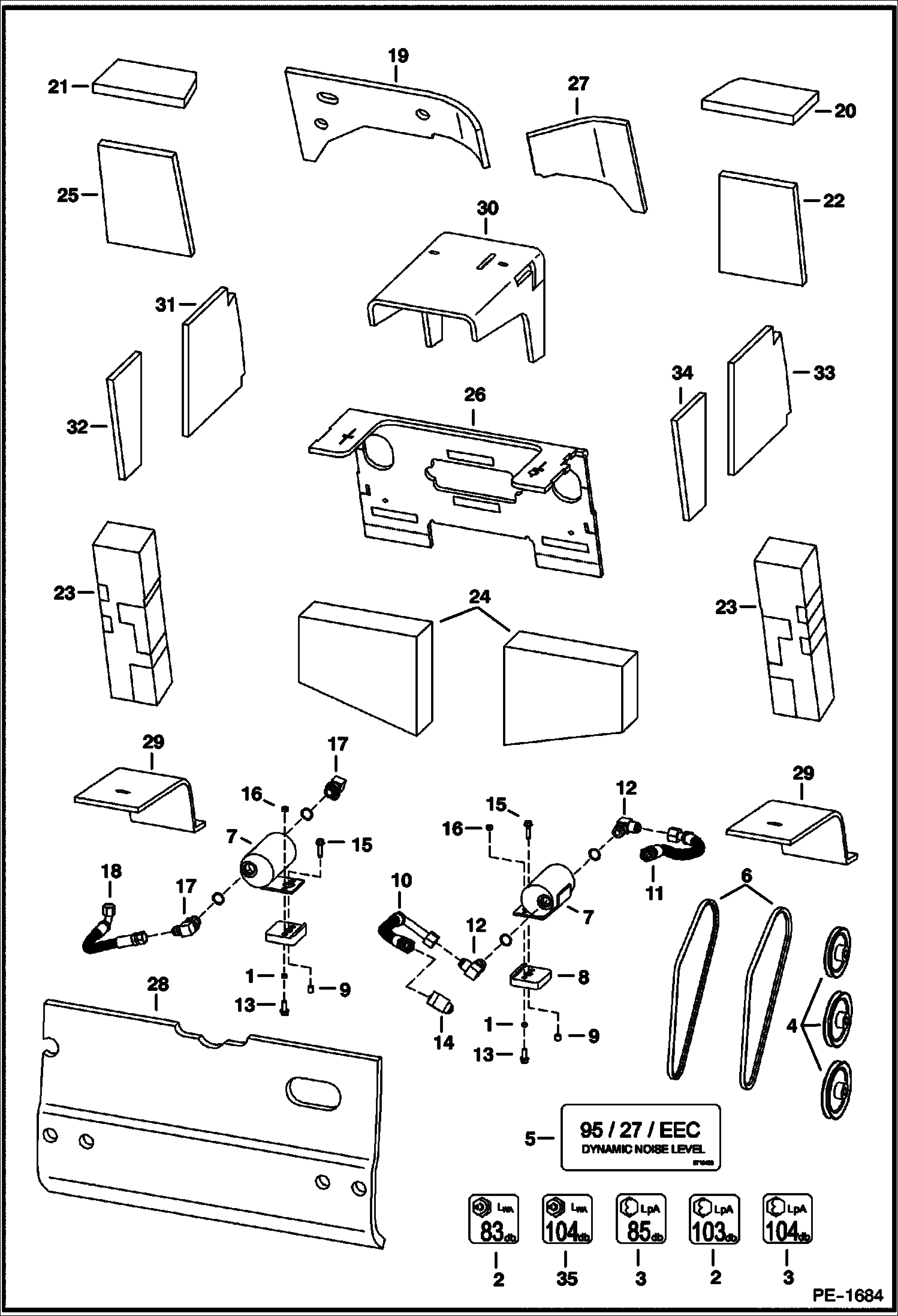 Схема запчастей Bobcat 800s - SOUND OPTION (Domestic) (85 db) ACCESSORIES & OPTIONS