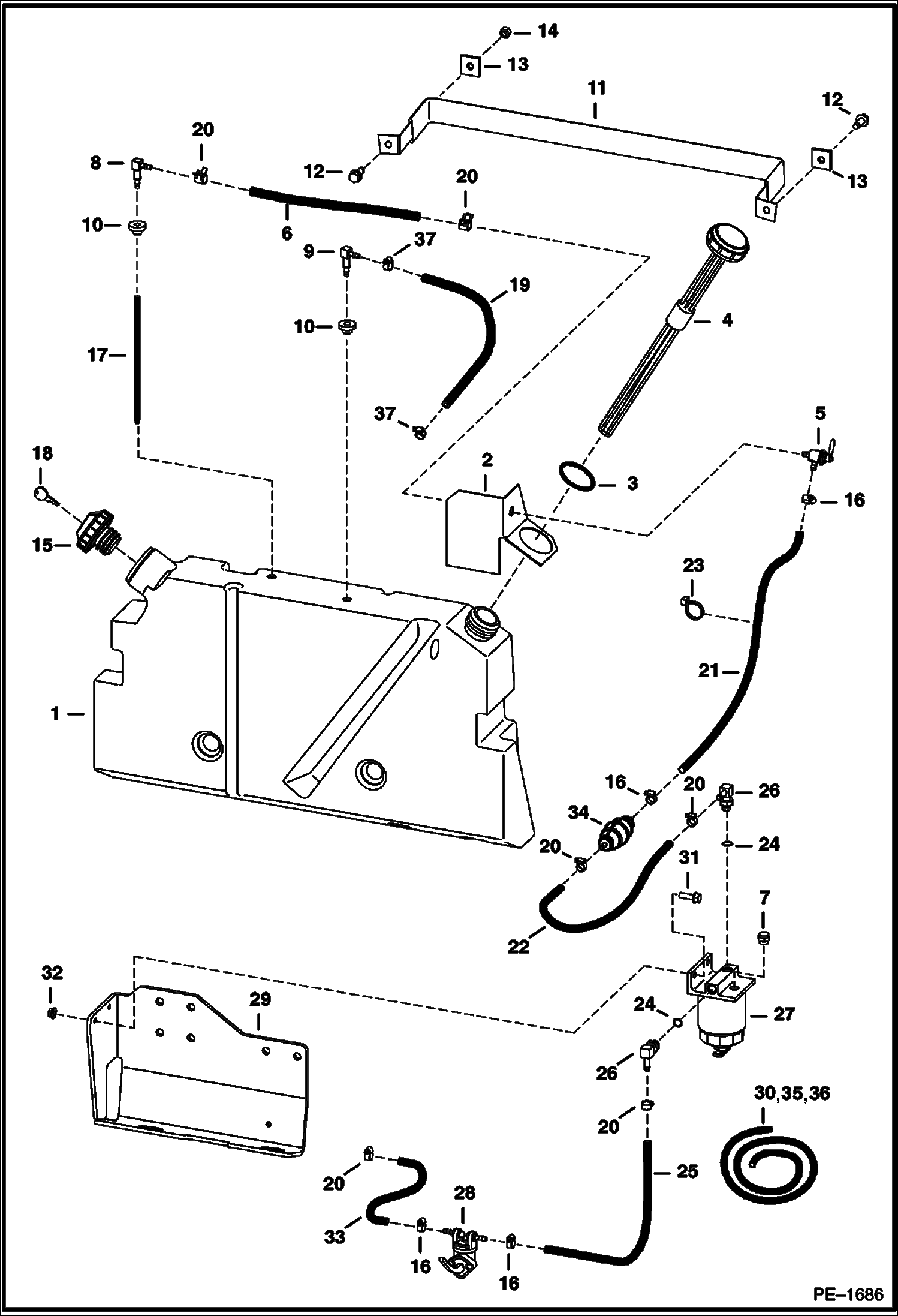 Схема запчастей Bobcat 400s - FUEL SYSTEM MAIN FRAME