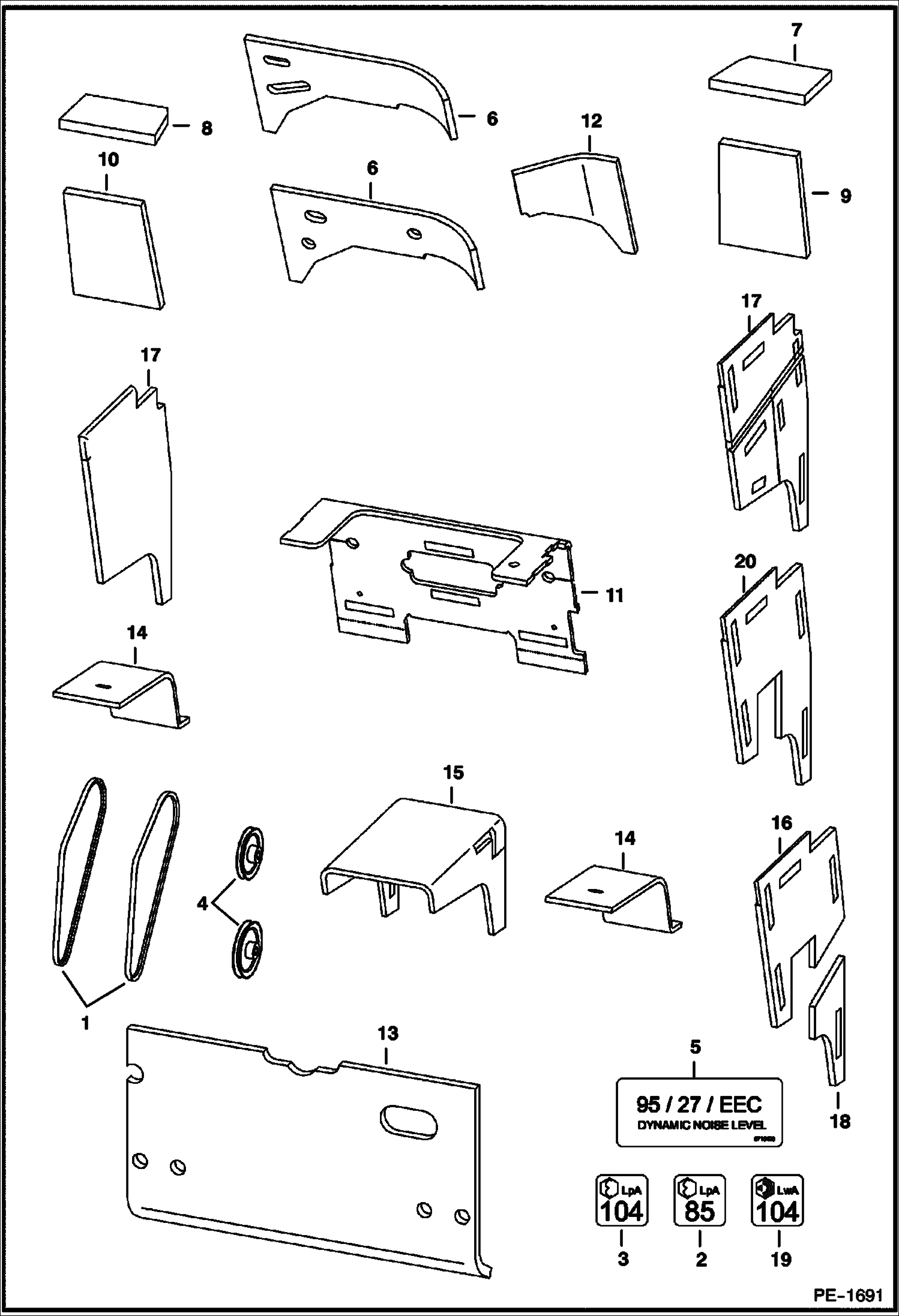 Схема запчастей Bobcat A-Series - SOUND OPTION (Domestic) (S/N & Below) ACCESSORIES & OPTIONS