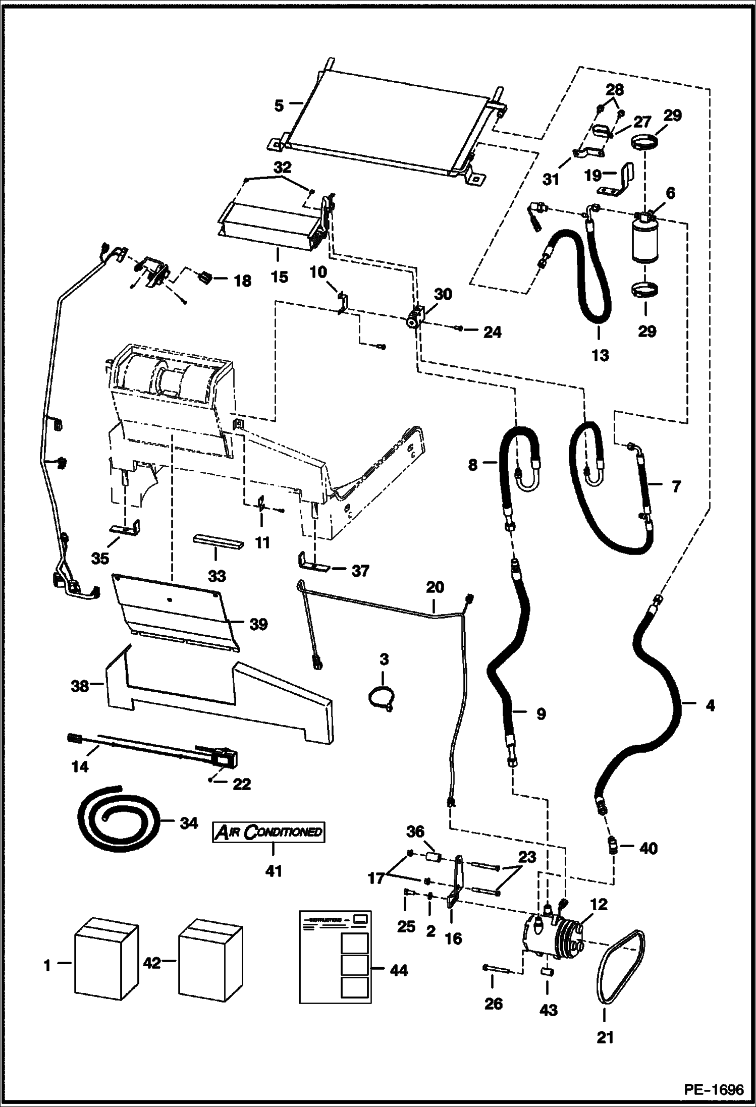 Схема запчастей Bobcat A-Series - HEATER & A/C (A/C Kit) ACCESSORIES & OPTIONS