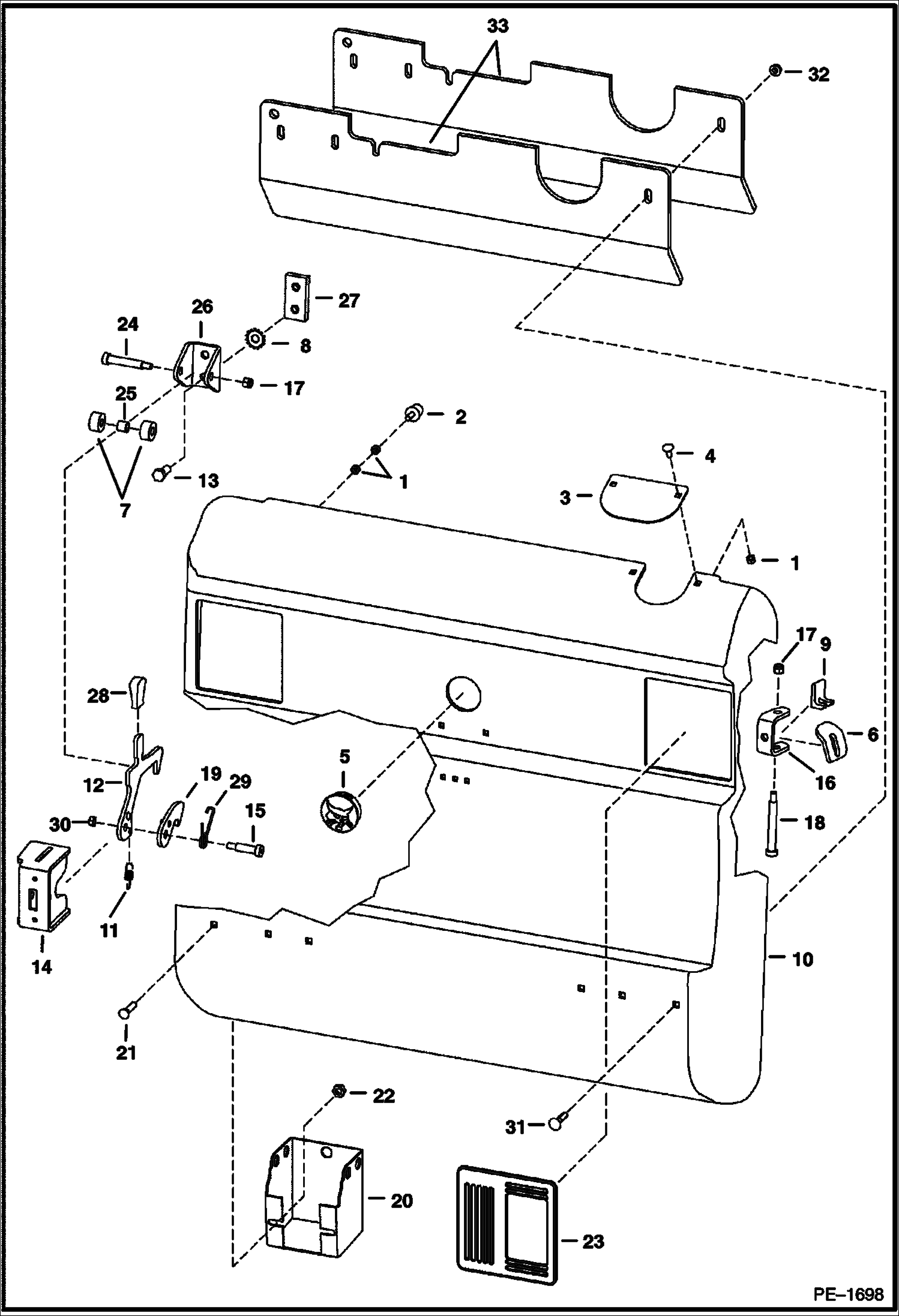 Схема запчастей Bobcat S-Series - REAR DOOR MAIN FRAME