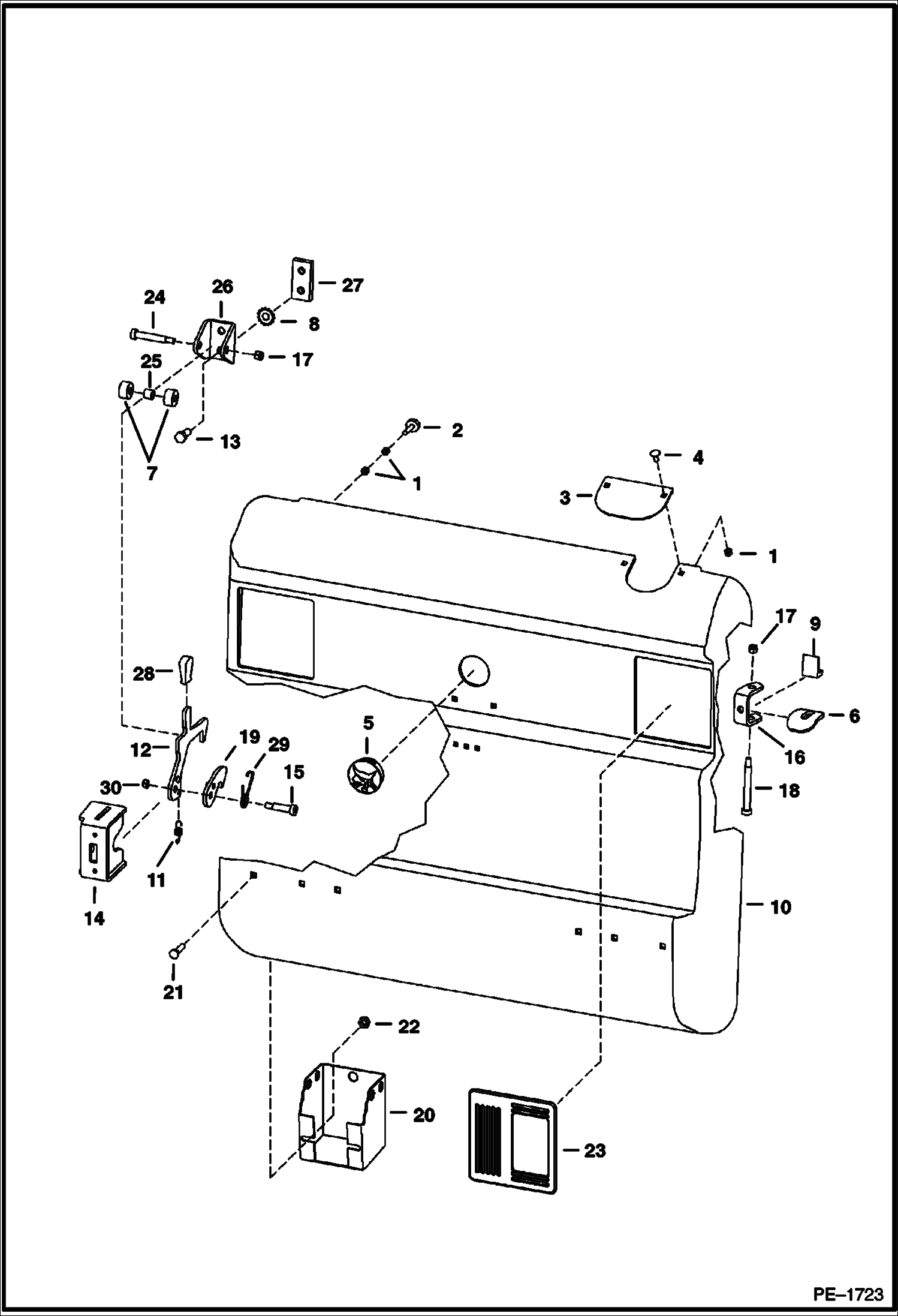 Схема запчастей Bobcat T-Series - REAR DOOR MAIN FRAME