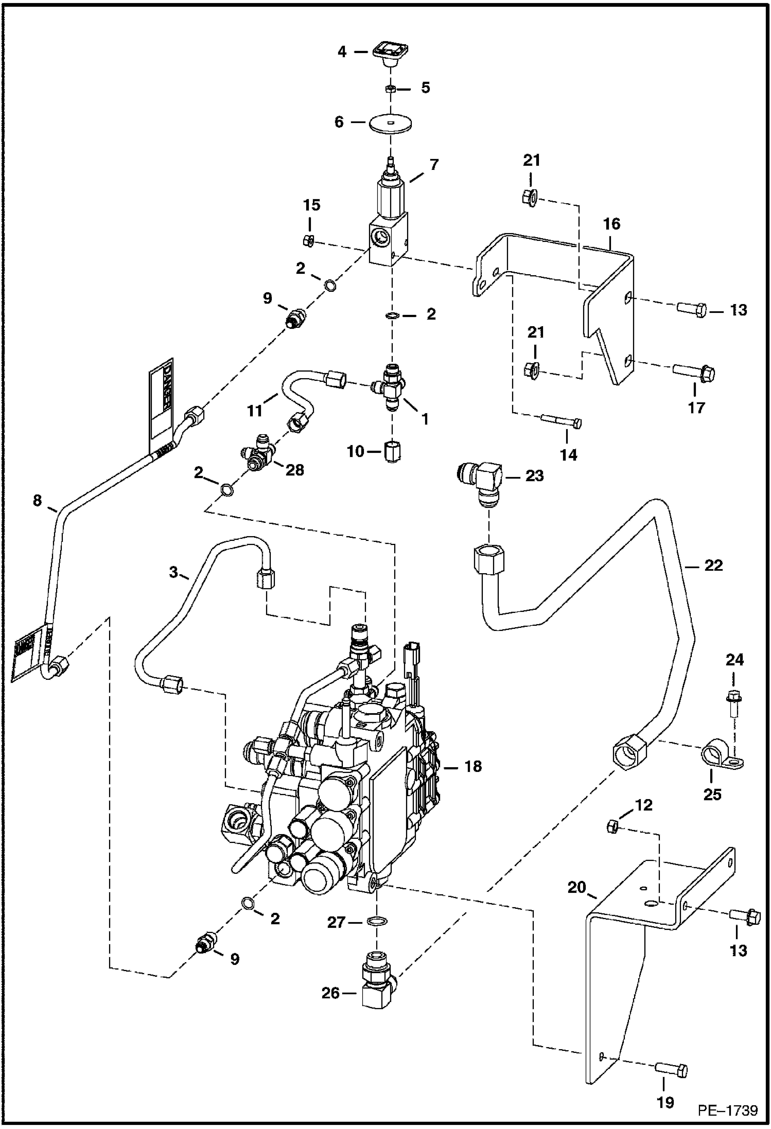 Схема запчастей Bobcat T-Series - LIFT & TILT CONTROL CIRCUITRY (S/N 521911001, 522011001 & Above) (S/N 525411001-13999, 525511001-11999) HYDRAULIC SYSTEM