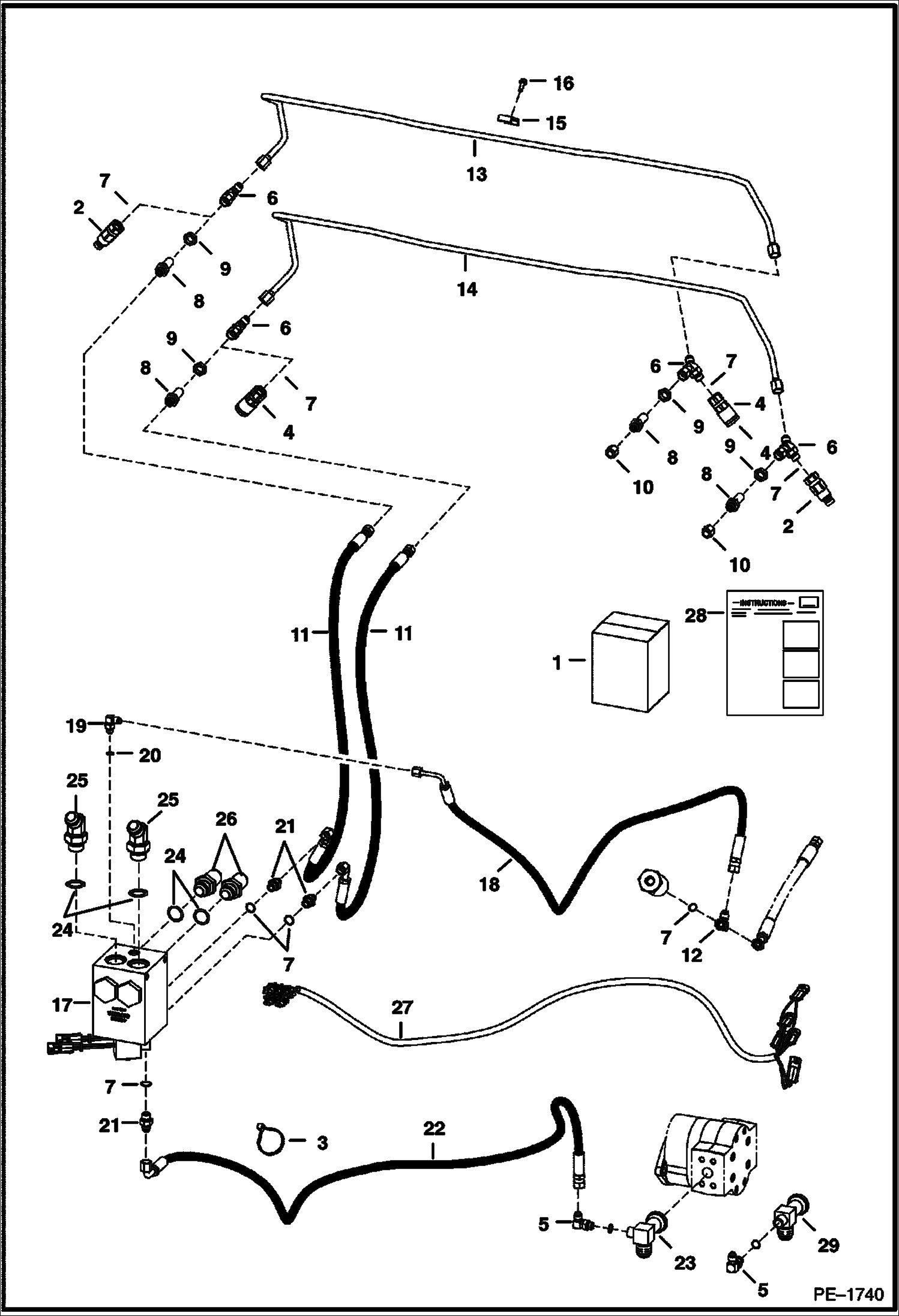 Схема запчастей Bobcat S-Series - REAR AUXILIARY KIT ACCESSORIES & OPTIONS