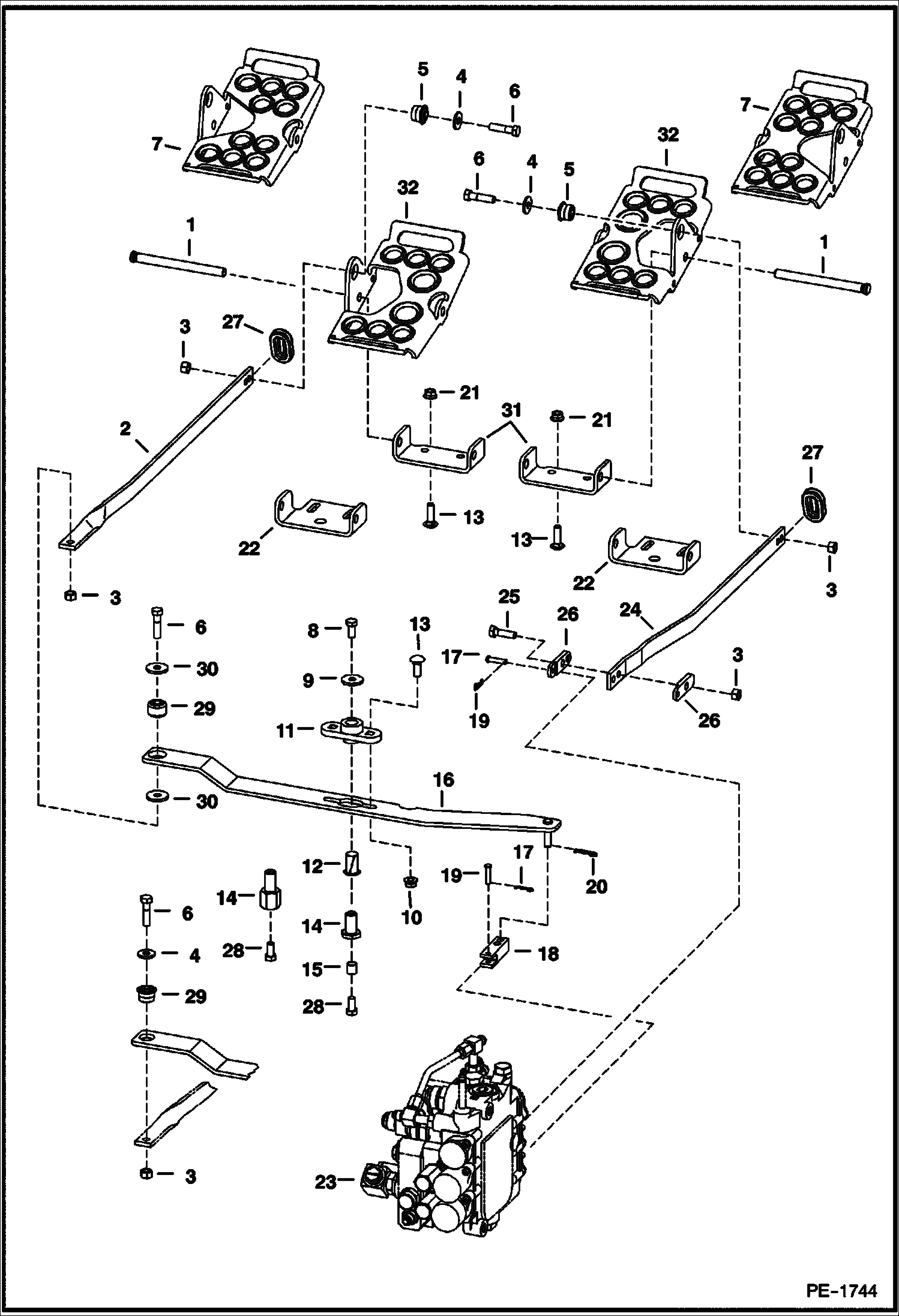 Схема запчастей Bobcat S-Series - CONTROL PEDALS HYDRAULIC SYSTEM