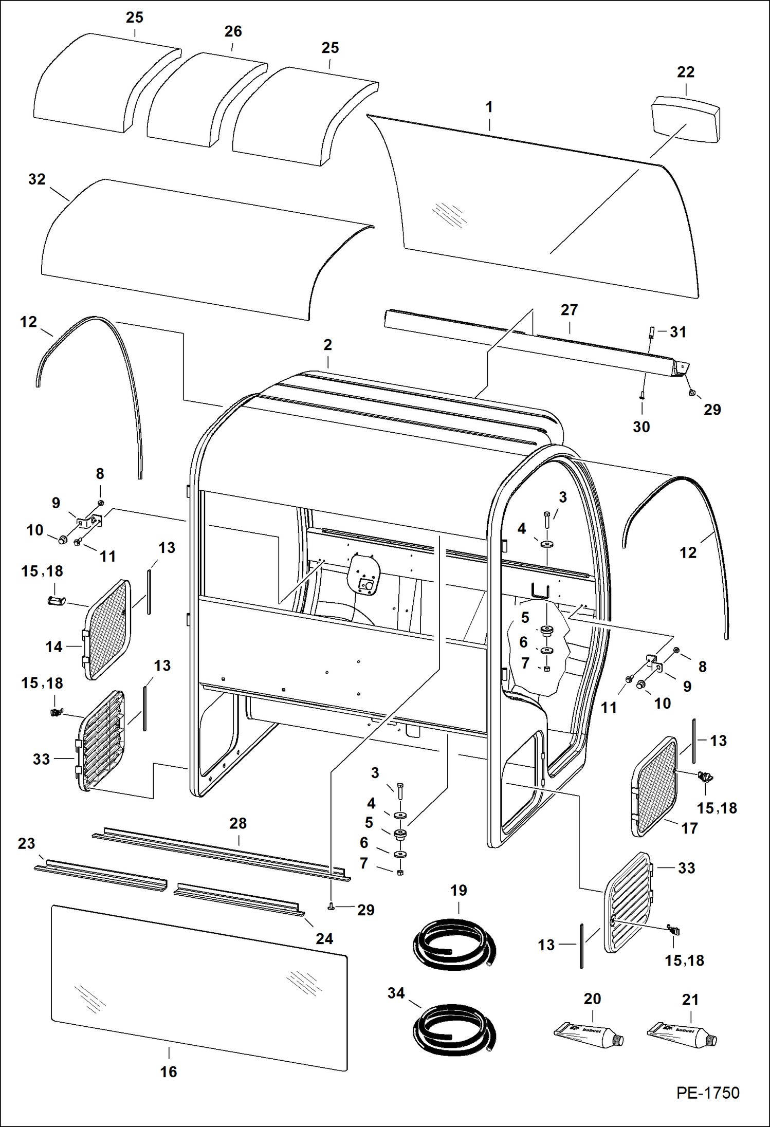 Схема запчастей Bobcat 5600 - OPERATOR CAB MAIN FRAME