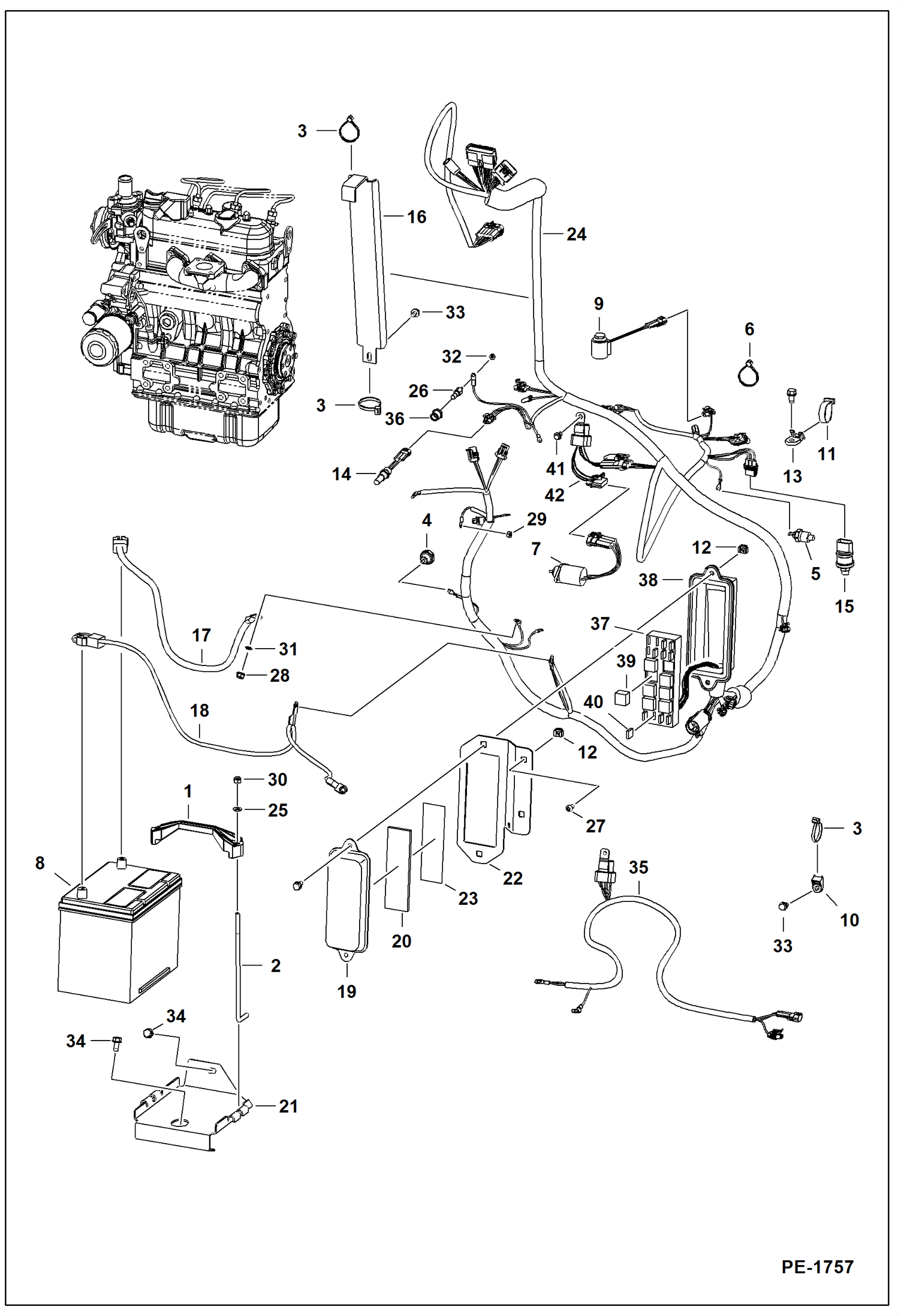 Схема запчастей Bobcat 400s - ENGINE ELECTRICAL CIRCUITRY ELECTRICAL SYSTEM