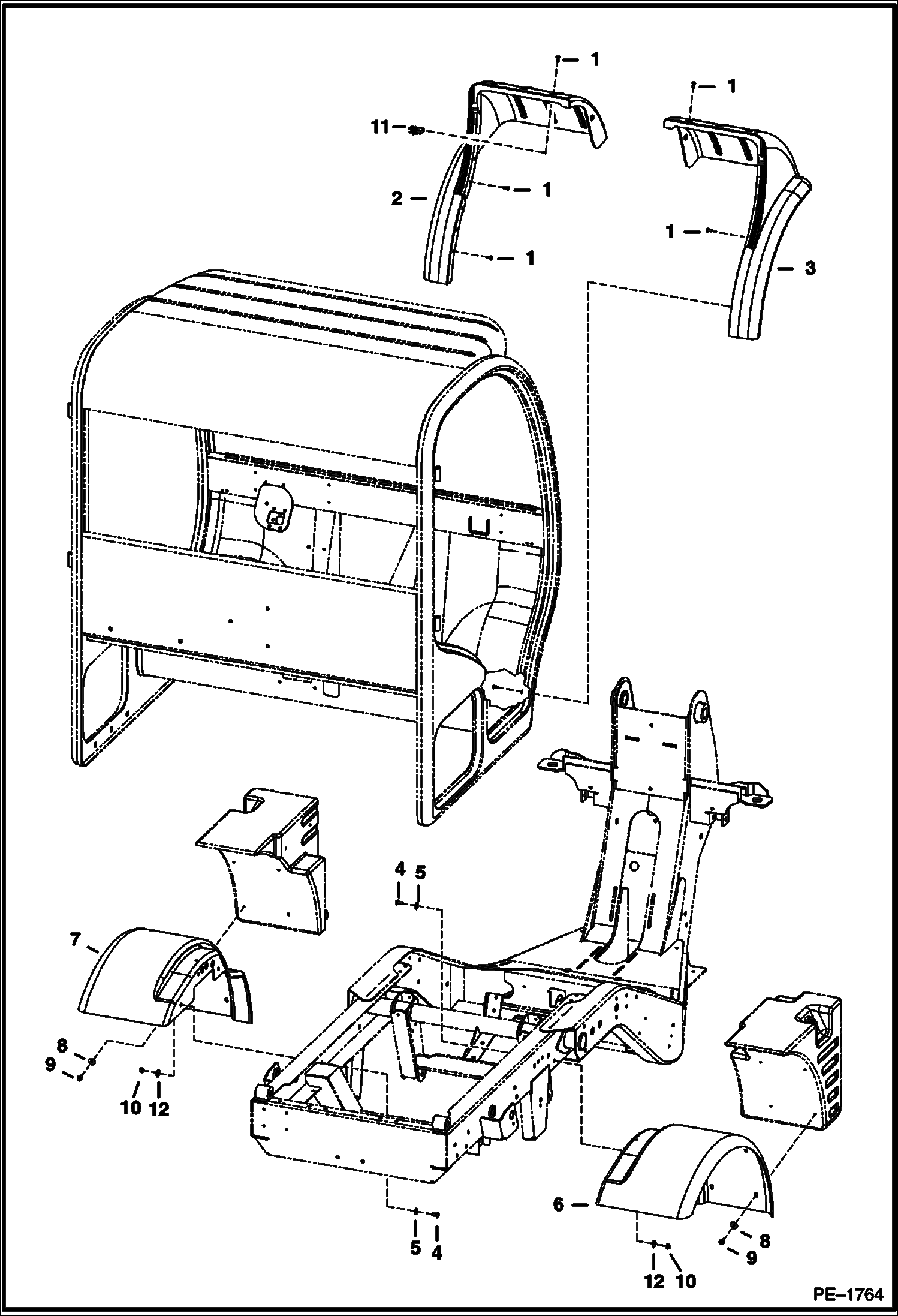 Схема запчастей Bobcat 5600 - FENDERS MAIN FRAME