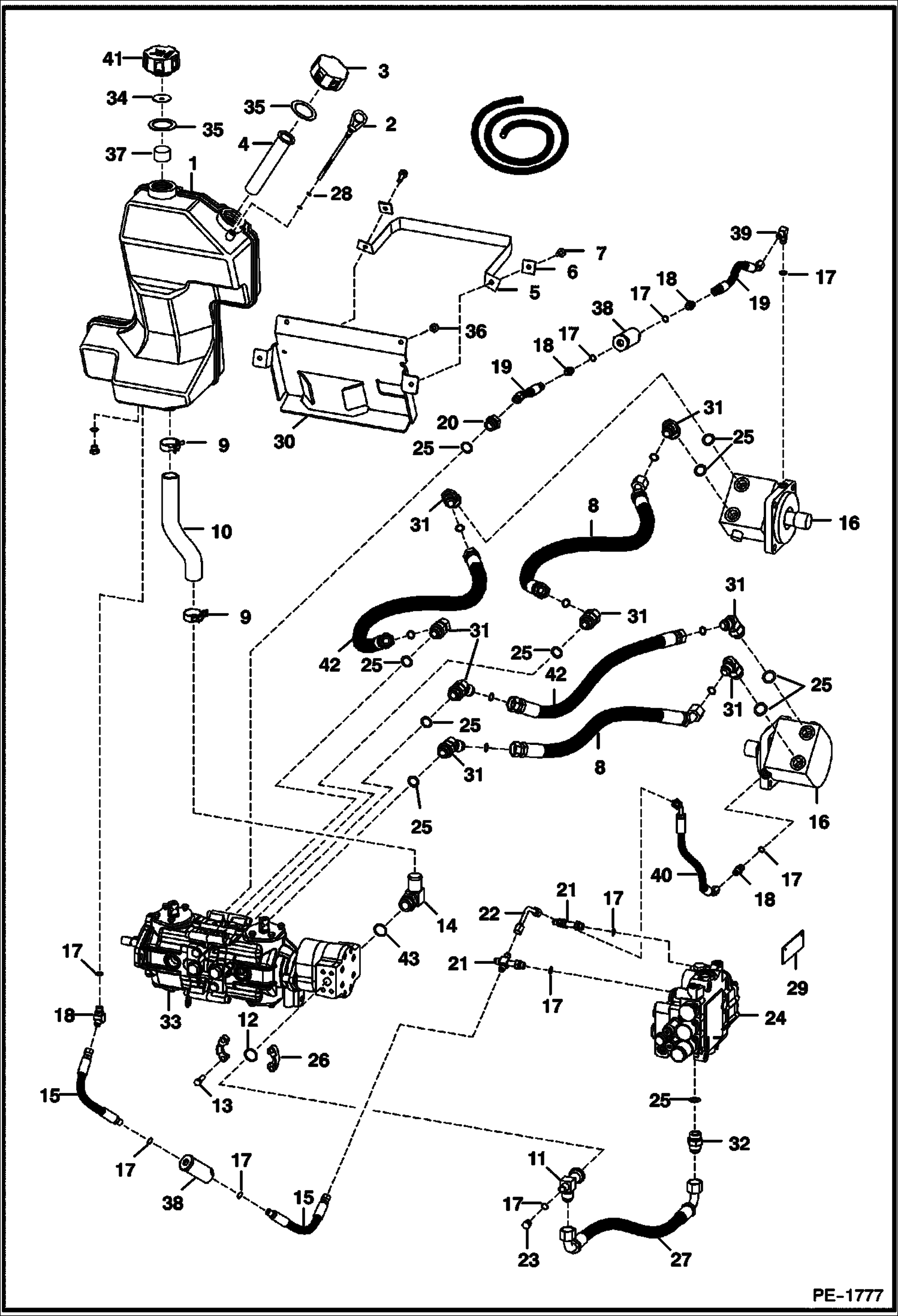 Схема запчастей Bobcat 700s - HYDROSTATIC CIRCUITRY (S/N 5158 44250 & Abv, 5162 26050 & Abv) HYDROSTATIC SYSTEM