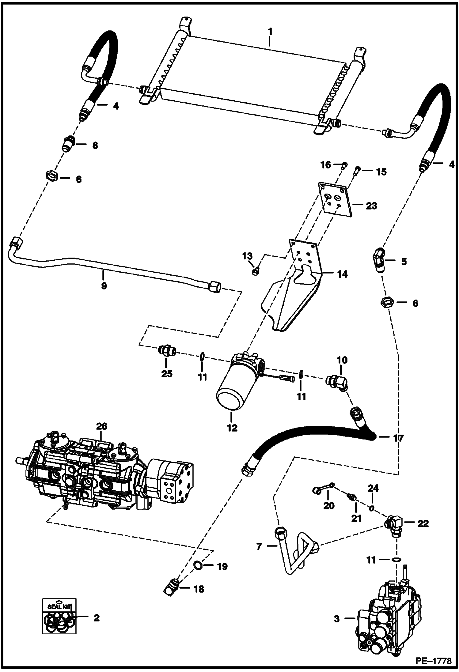 Схема запчастей Bobcat 700s - HYDROSTATIC CIRCUITRY (S/N 5122 64900 & Abv, 5124 52200 & Abv) HYDROSTATIC SYSTEM