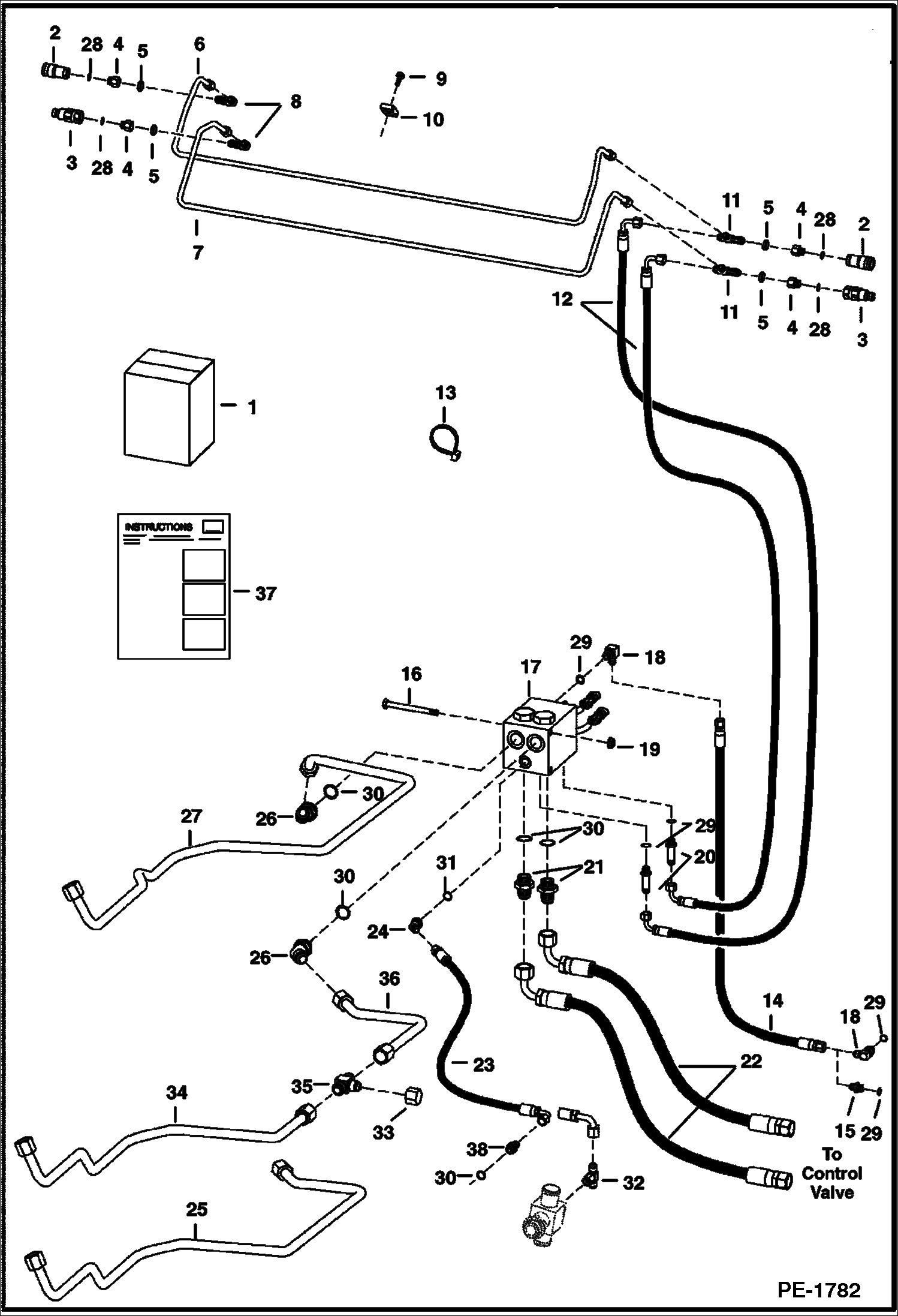 Схема запчастей Bobcat A-Series - REAR AUXILIARY HYDRAULICS KIT ACCESSORIES & OPTIONS