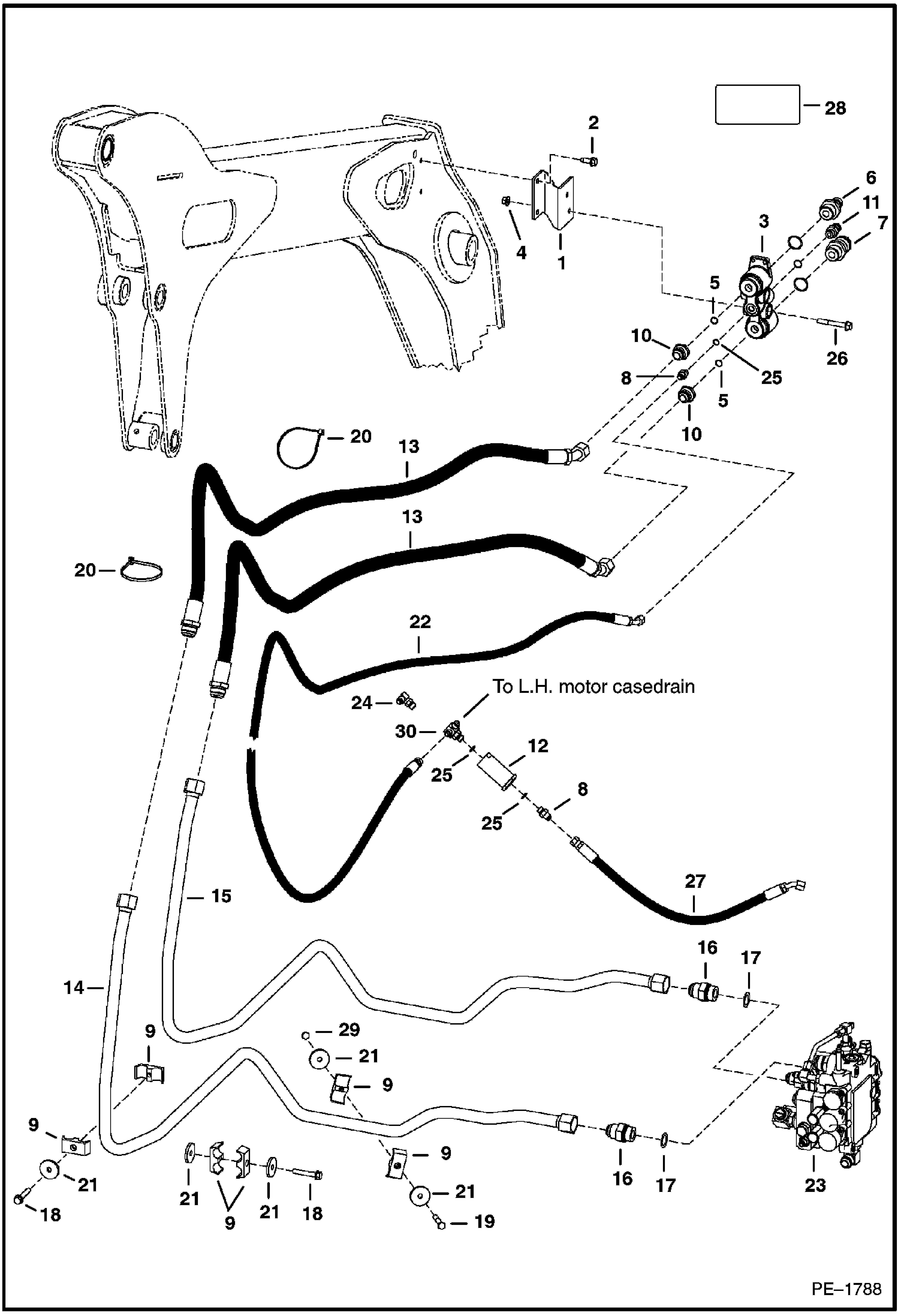 Схема запчастей Bobcat T-Series - AUXILIARY HYDRAULICS (S/N 521911001, 522011001 & Above) (S/N 525411001-13999, 525511001-11999) HYDRAULIC SYSTEM