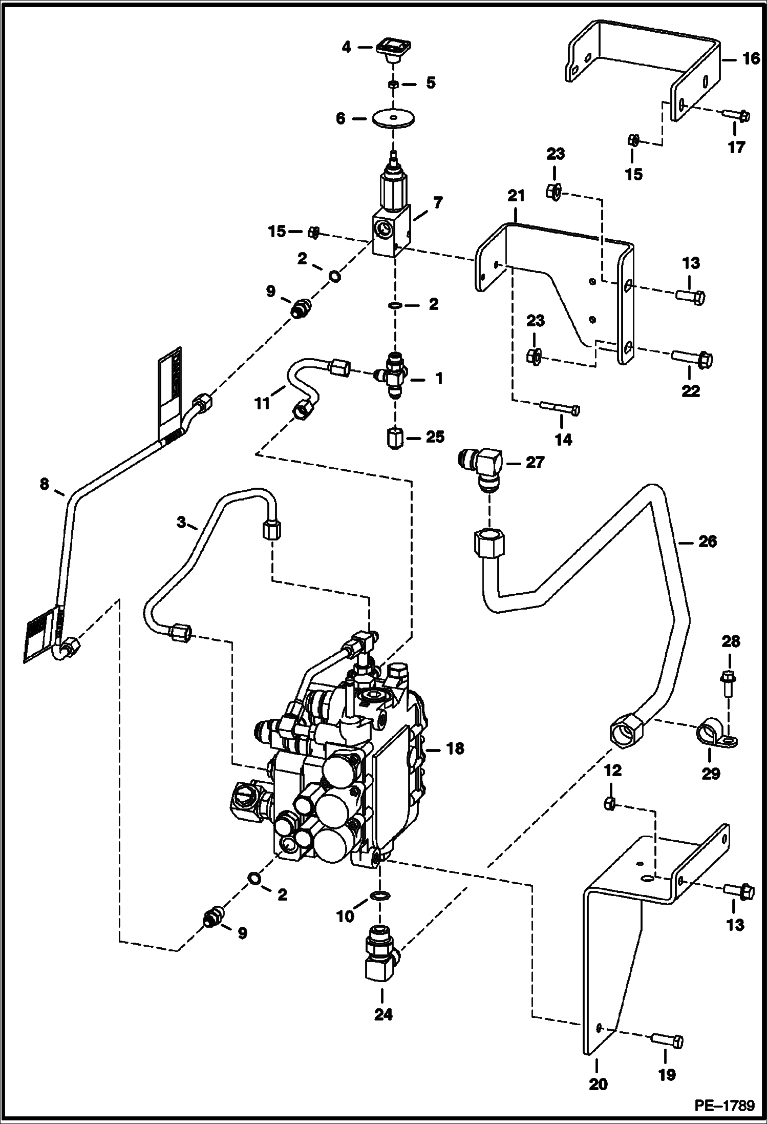 Схема запчастей Bobcat S-Series - LIFT & TILT CONTROL CIRCUITRY (S/N 521311001, 521411001, 521511001, 521611001) (S/N 525814999, 525911999, 526015999, 526111999 & Below) HYDRAULIC SYSTEM