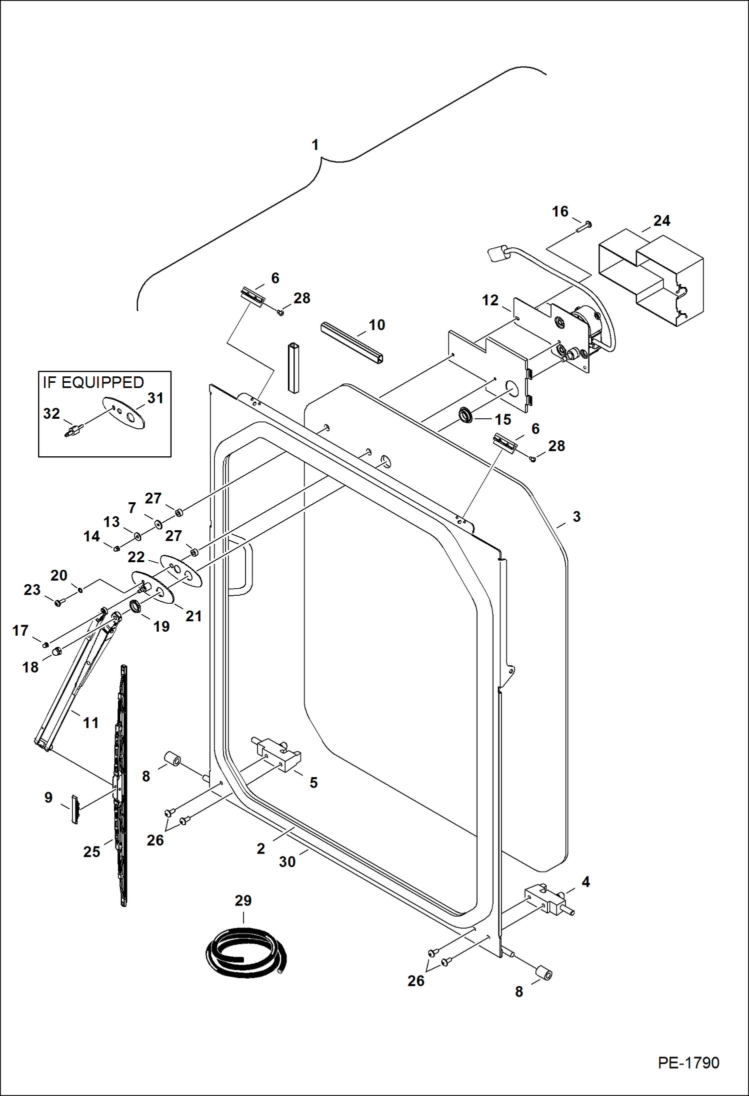 Схема запчастей Bobcat 320 - OPERATOR CAB (Front Window) (S/N 232812720 & Above, 223415430 & Above) MAIN FRAME