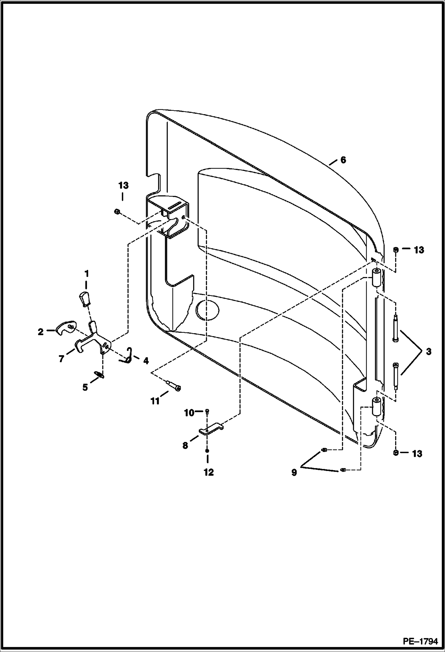 Схема запчастей Bobcat 435 - TAILGATE MAIN FRAME