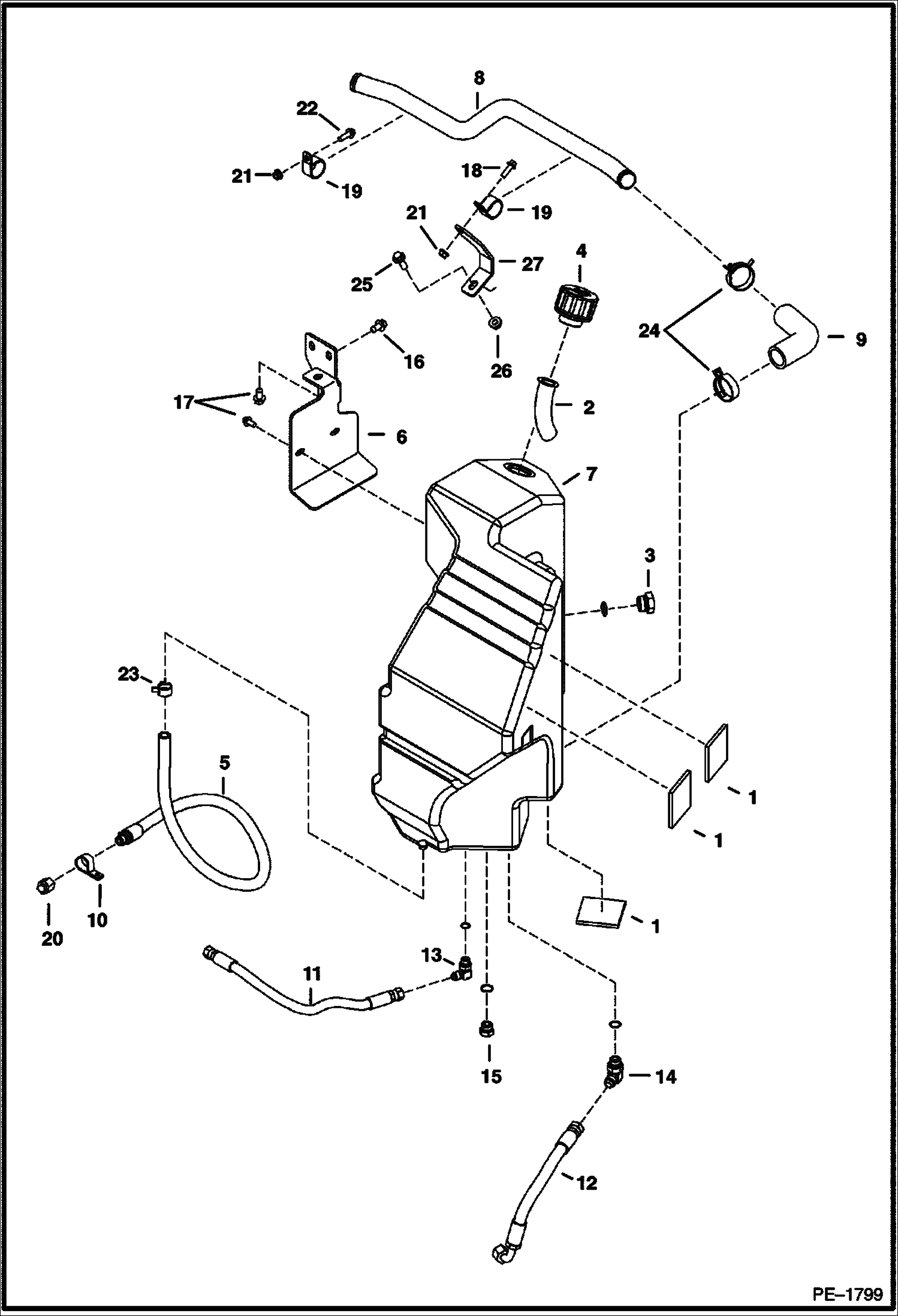 Схема запчастей Bobcat 430 - HYDRAULIC CIRCUITRY (Tank) HYDRAULIC/HYDROSTATIC SYSTEM