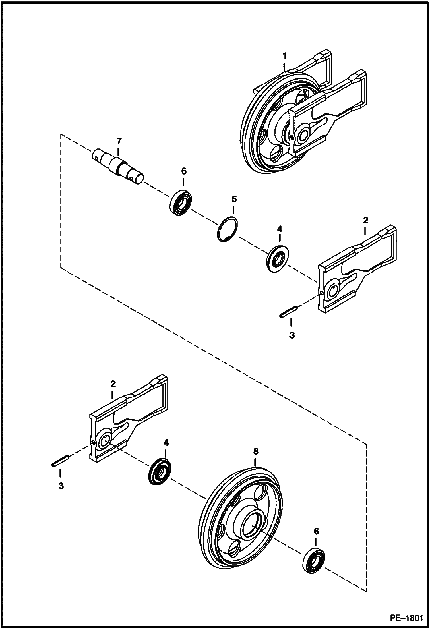 Схема запчастей Bobcat E35 - FRONT IDLER (W/ Holes In Idler) UNDERCARRIAGE