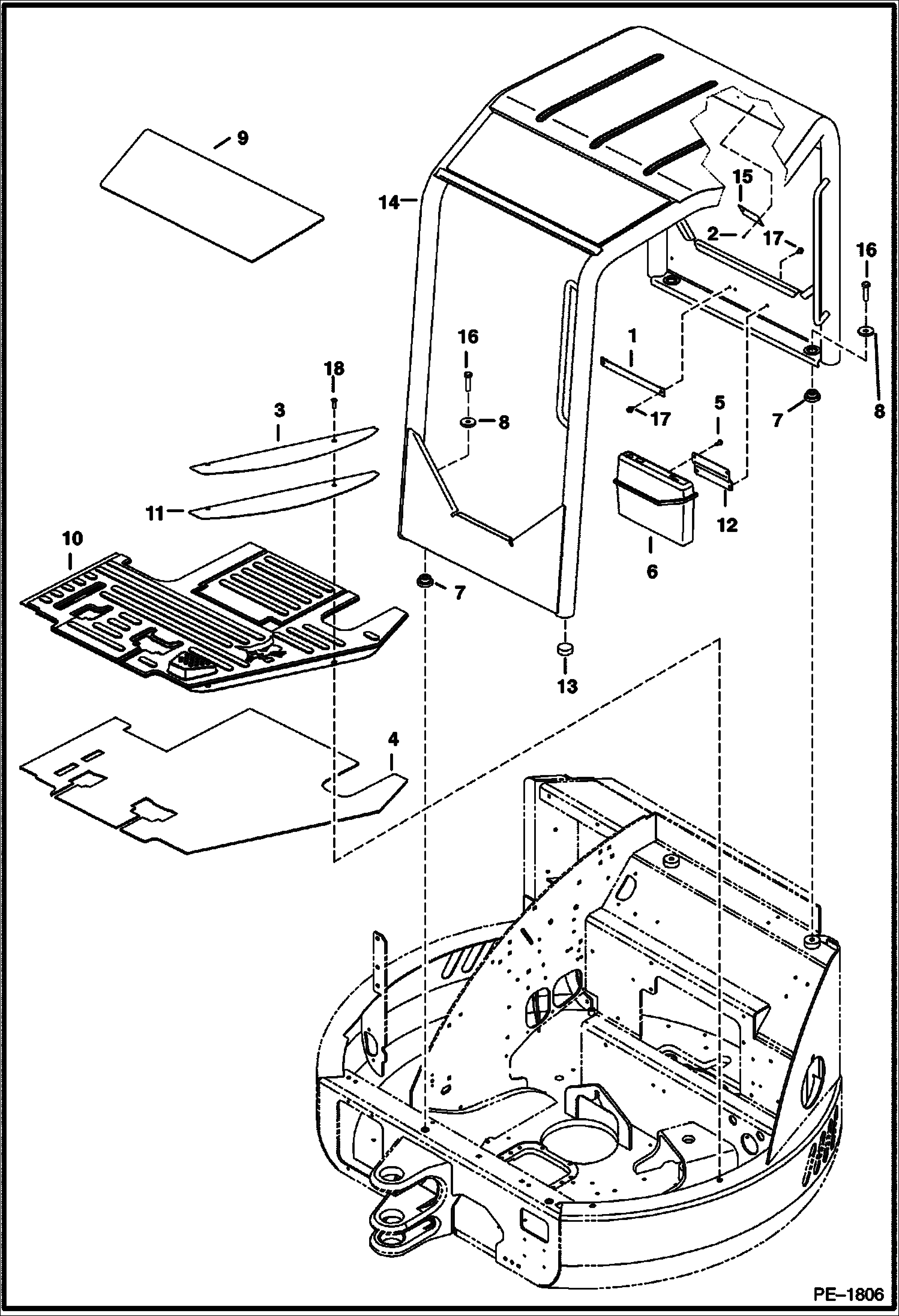 Схема запчастей Bobcat 435 - CANOPY MAIN FRAME