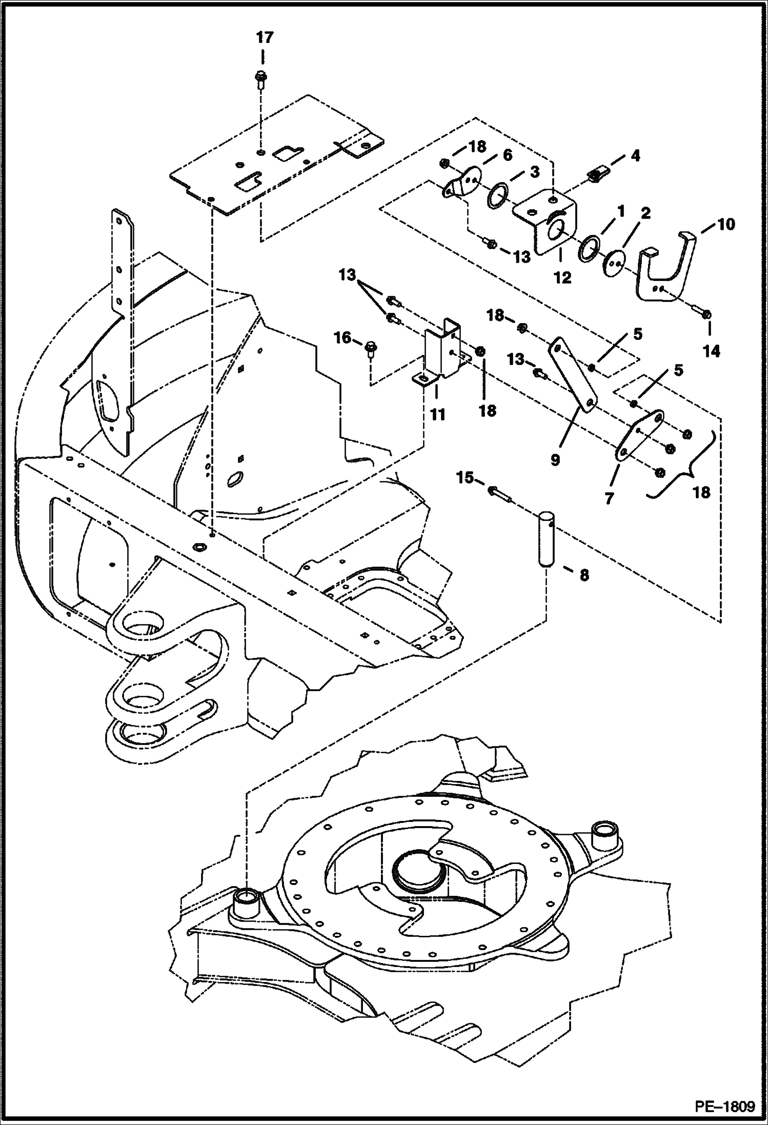 Схема запчастей Bobcat 430 - UPPERSTRUCTURE LOCK MAIN FRAME