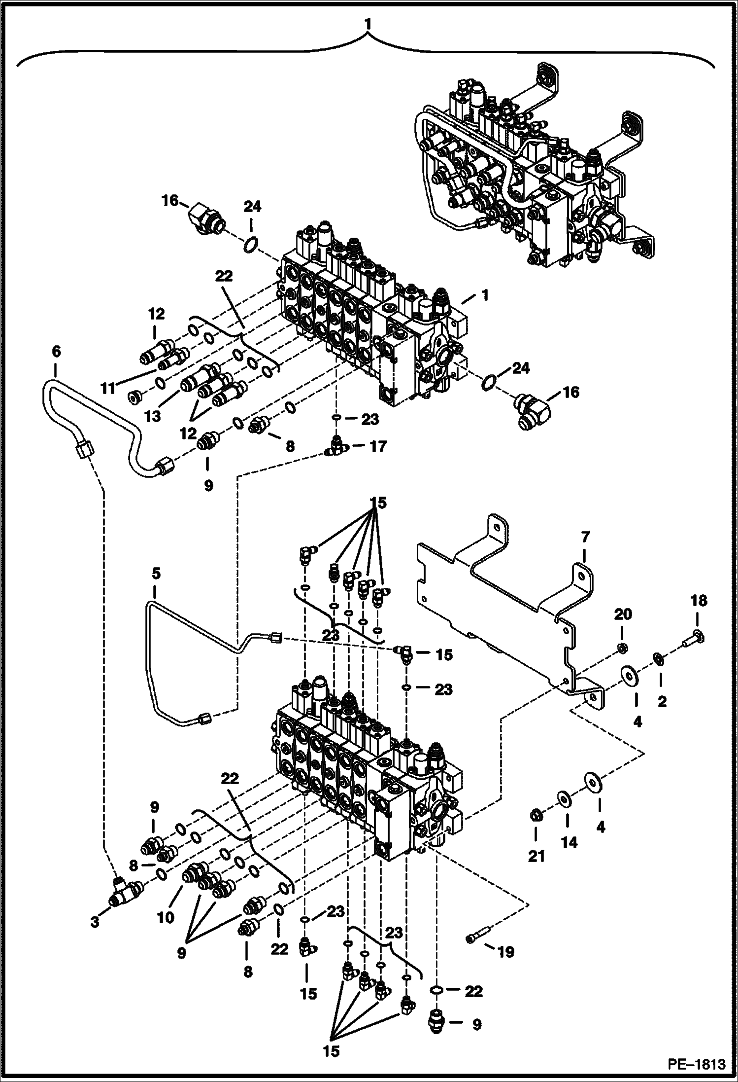 Схема запчастей Bobcat 430 - HYDRAULIC CONTROL VALVE HYDRAULIC/HYDROSTATIC SYSTEM