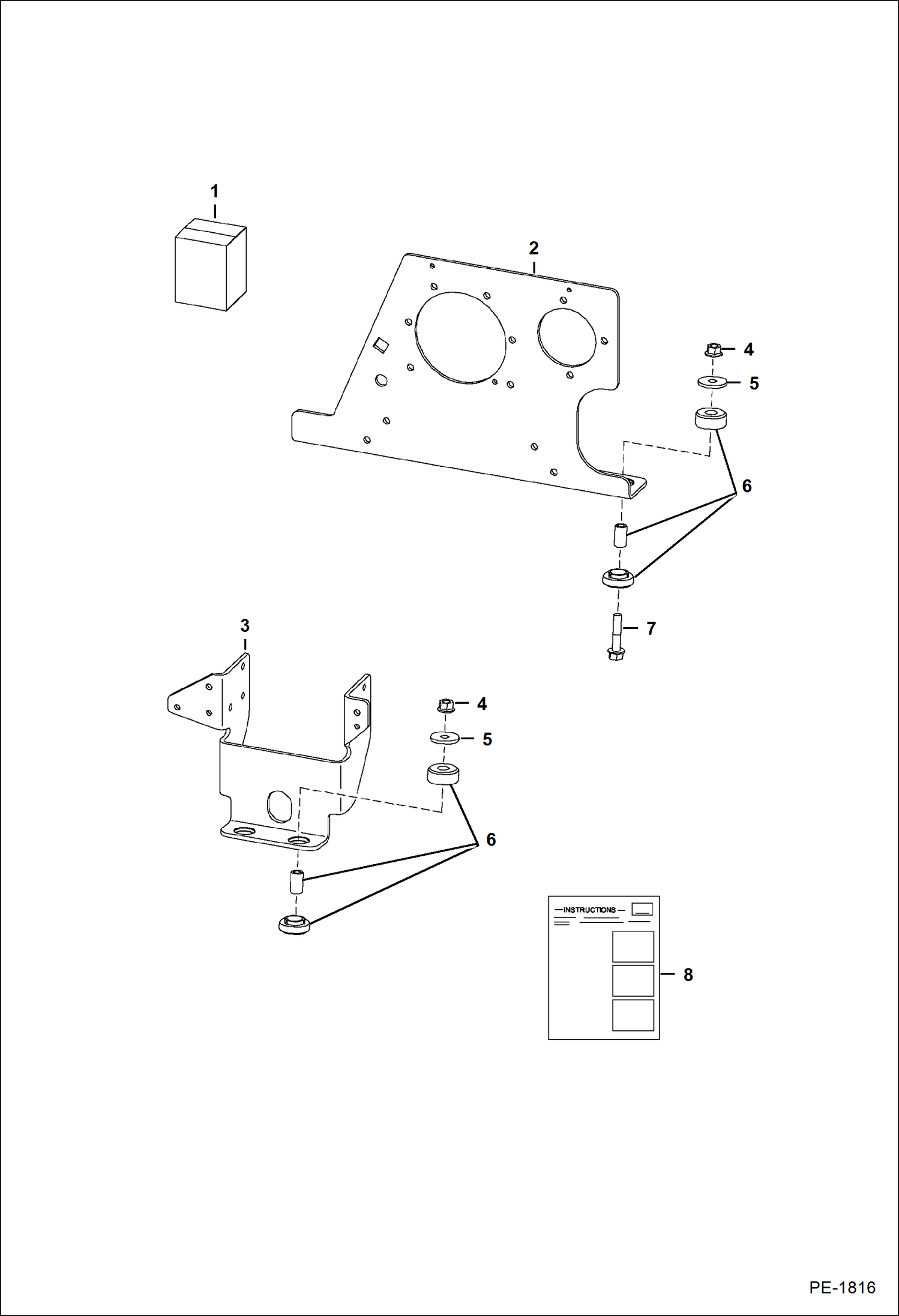 Схема запчастей Bobcat 500s - ENGINE MOUNT KIT POWER UNIT