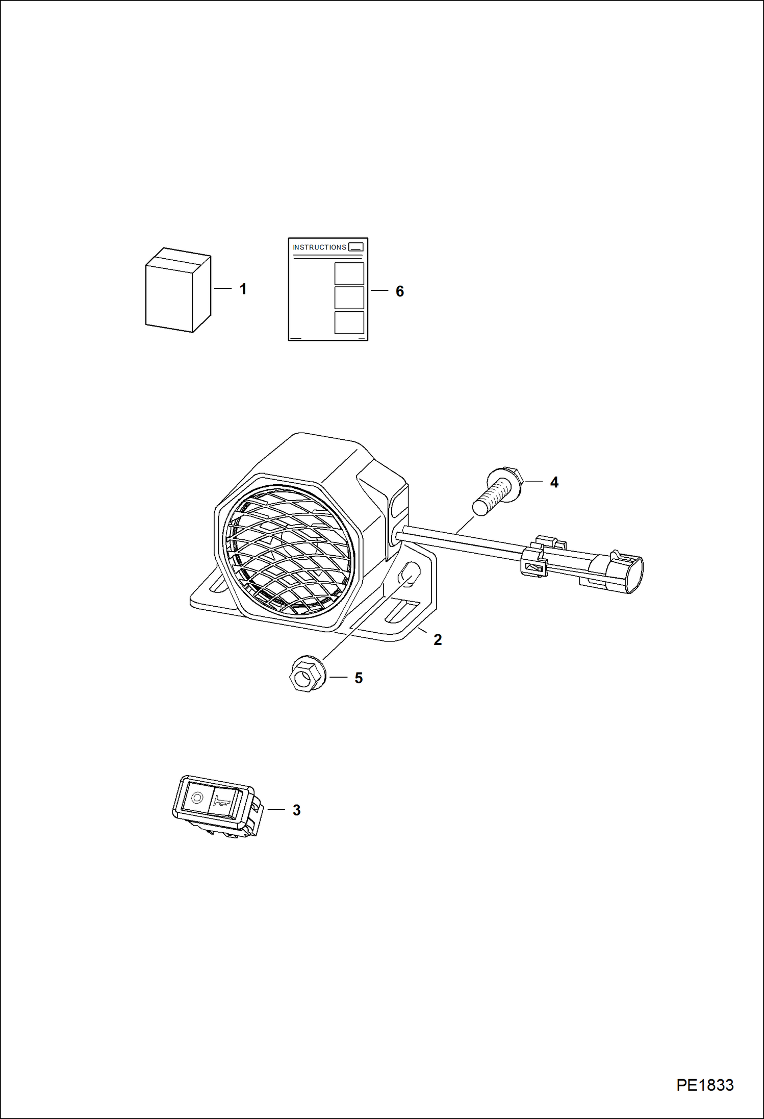 Схема запчастей Bobcat 5600 - HORN KIT ACCESSORIES & OPTIONS