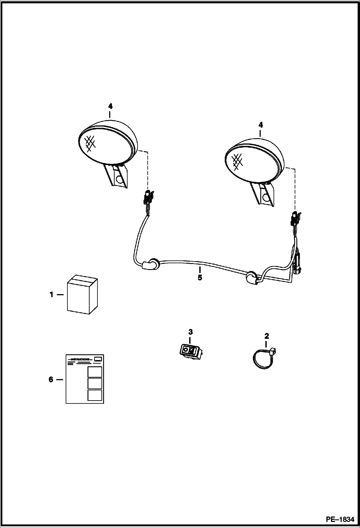 Схема запчастей Bobcat 5600 - REAR WORKLIGHT KIT ACCESSORIES & OPTIONS